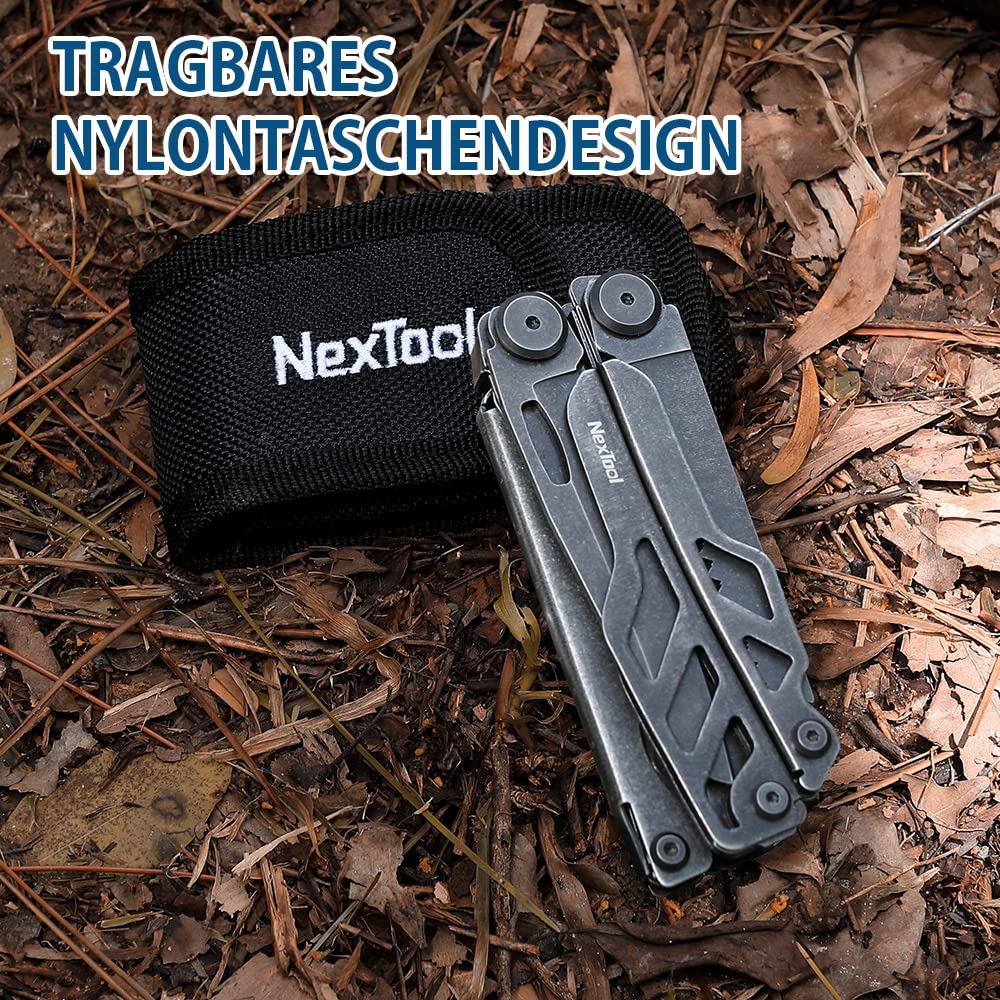 NexTool Flagship Pro Multitool Werkzeug 16 in 1 Faltbares Edelstahl Multifunktionale Zange, Taschenmesser mit Flasche/Dosenöffner, Schere, Messer und Säge für Camping, Reparieren, Männer Geschenke