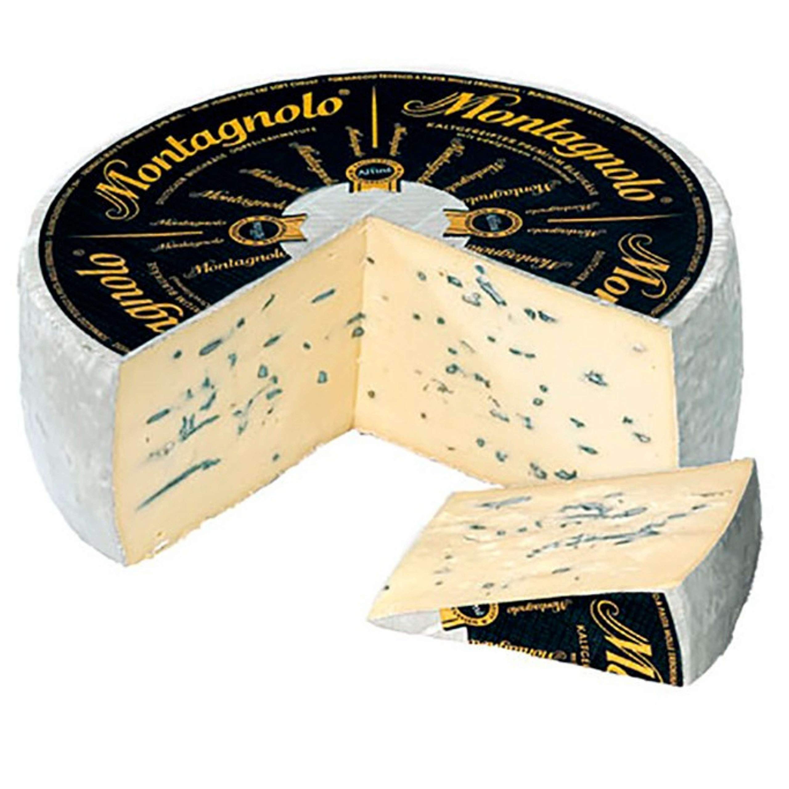 Queso Azul Cremoso Montagnolo - Hecho a partir de leche de vaca pasteurizada y se elabora a partir de una receta tradicional - Medio Queso 1.100 gramos Peso Aproximado