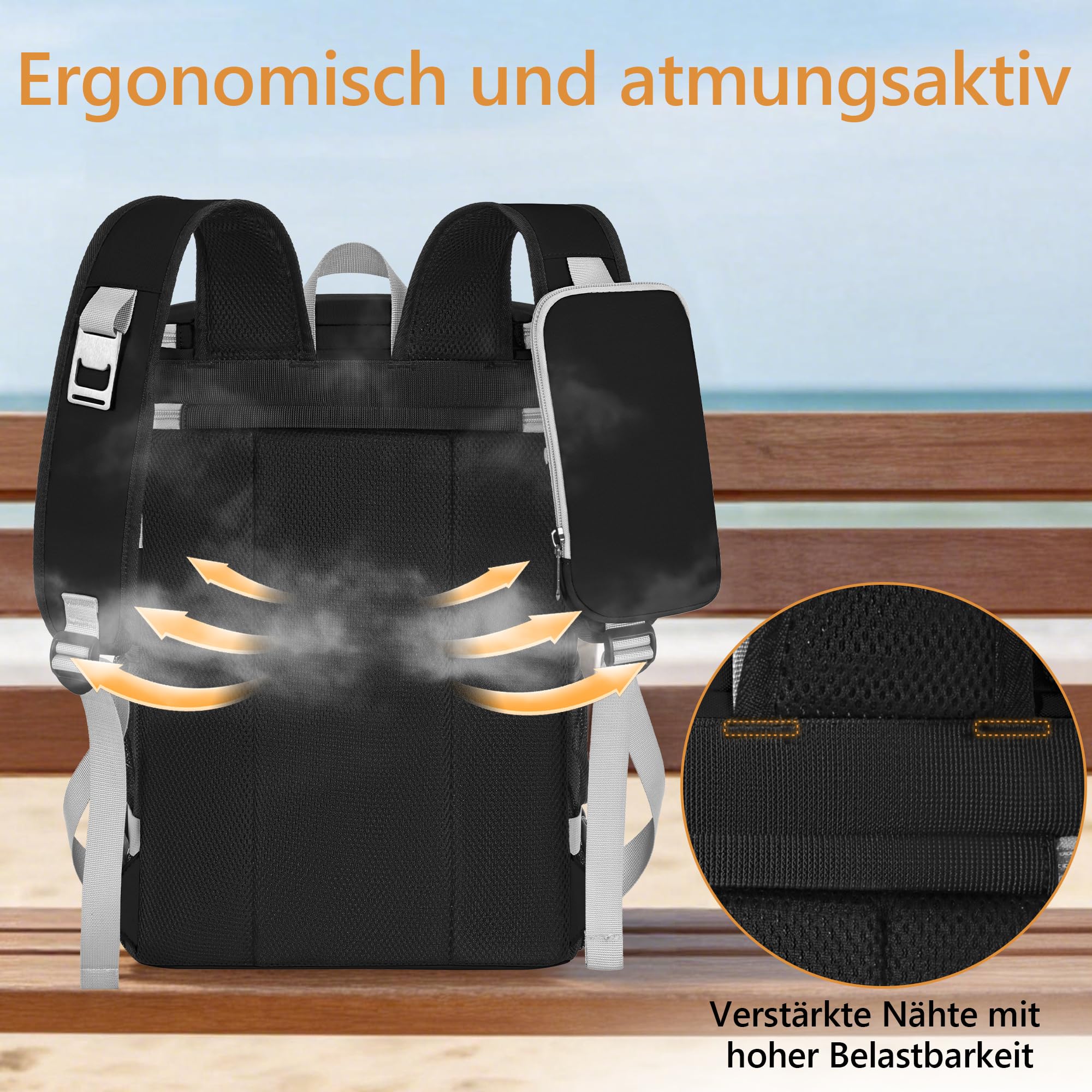 OUUTMEE Zaino refrigerante impermeabile a doppio strato per picnic, spiaggia, escursioni, nero