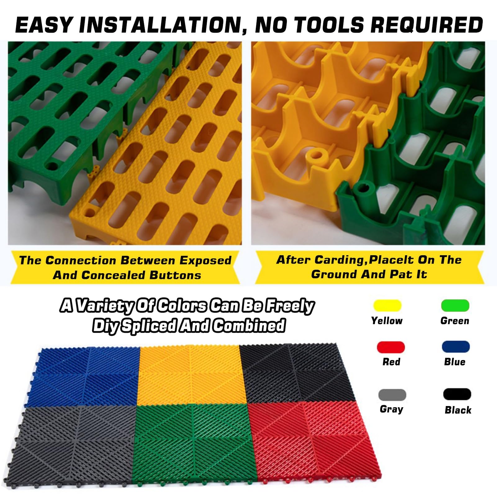 Losas de pavimento encajables, Baldosas Entrelazadas Modulares, Paquete Multicolor De 40x40x3cm, 4 A 20 Piezas for Drenaje(Green,20pieces)