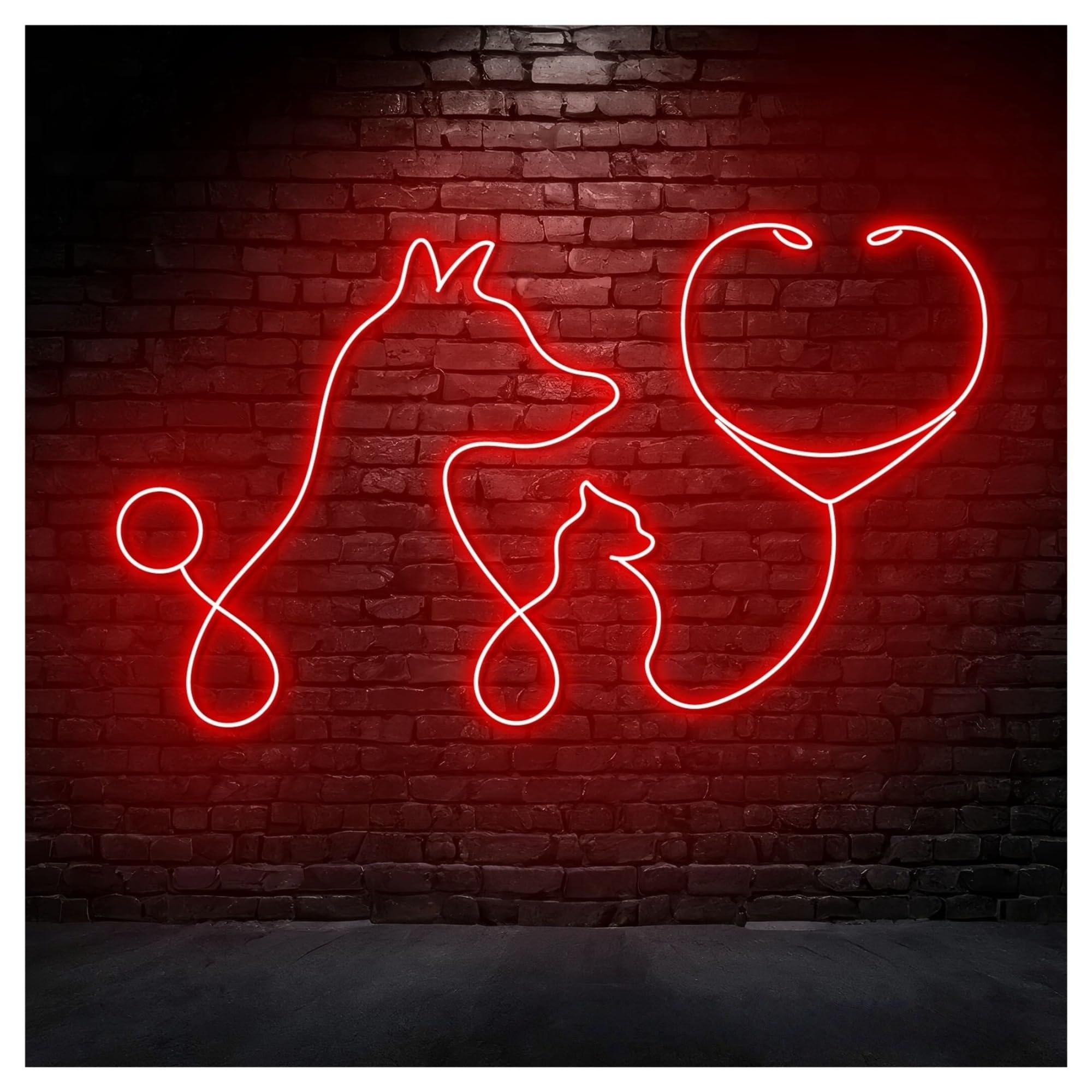 RONGCH Hanging Art Neon Signs Dog Cat Neon Sign, Veterinary Medicine Pet Animal Lover Hospital Wall Art Home Decor 50cm