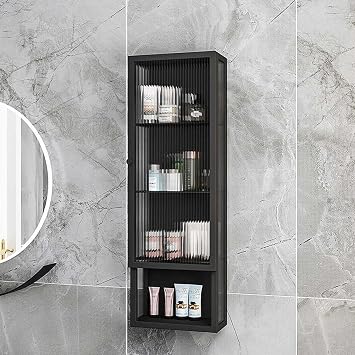 Cosmetic storage cabinet wall cabinet kitchen wall cabinet glass bathroom cabinet toilet stainless steel wall cabinet,metal wall cabinet with glass doors,metal office wall cabinetA left,30*15*90cm/11