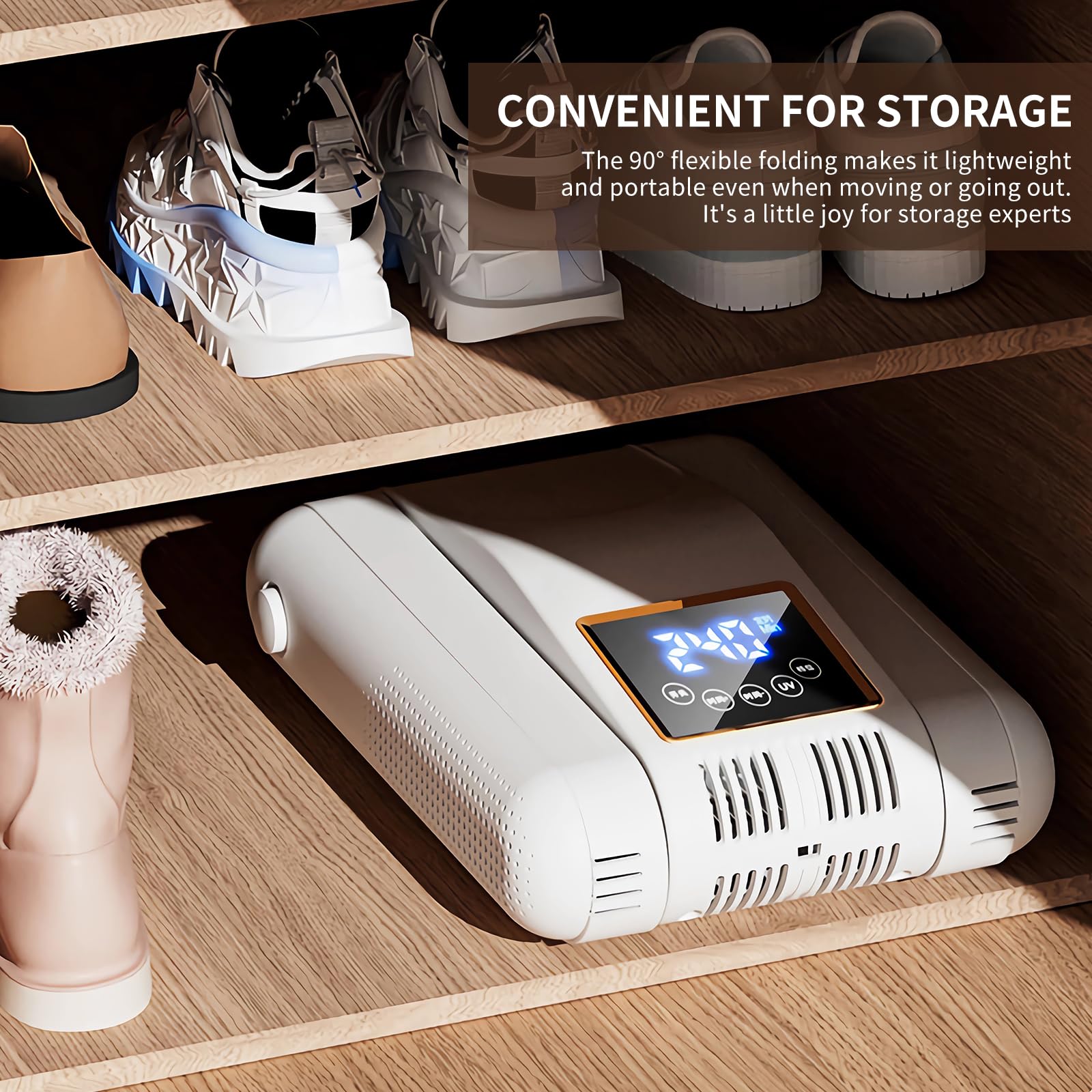 Schuhtrockner Elektrisch, Schuhe Stiefeltrockner, Faltbarem Design, Beseitigt Effektiv Gerüche und Antibakteriell, Geeignet für Schuhe, Handschuhe, Hüte und Socken