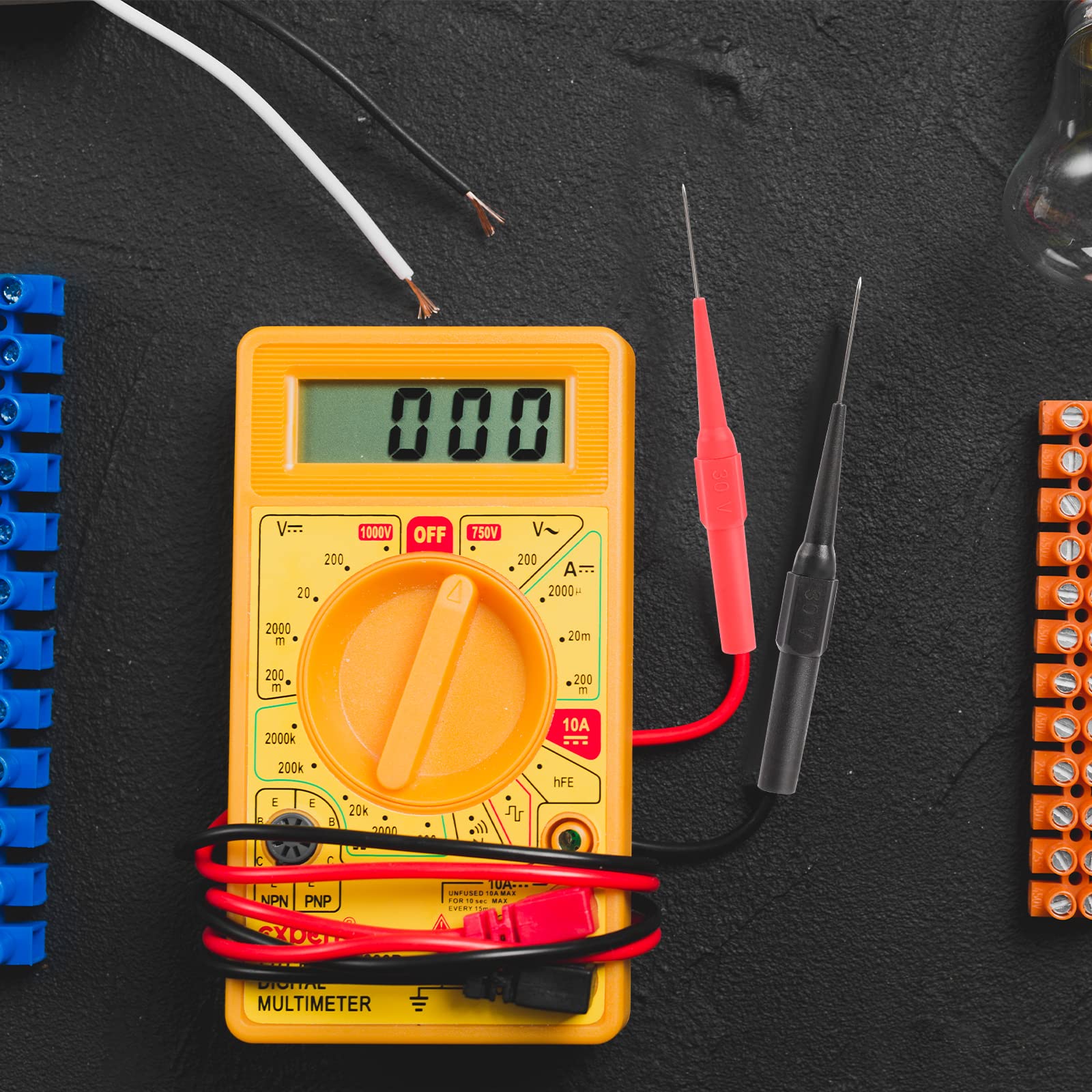 10 sztuk sonda testowej multimetru, 0,7 mm, igła, końcówka kontrolna, wtyczka bananowa, multimetr, przewód pomiarowy, piercing izolacyjny, próbka