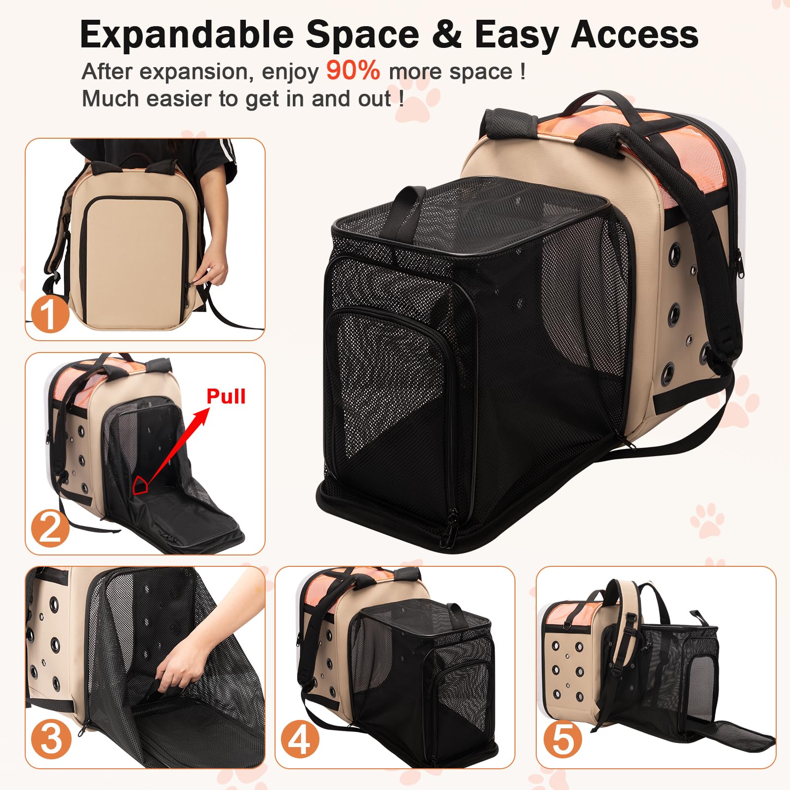 Hp hope Katzenrucksack Bubble Haustier Rucksack, Tragbare und Faltbare Katzentasche, Atmungsaktive und Leichte Hundetasche für Hunde Katzen Haustiere