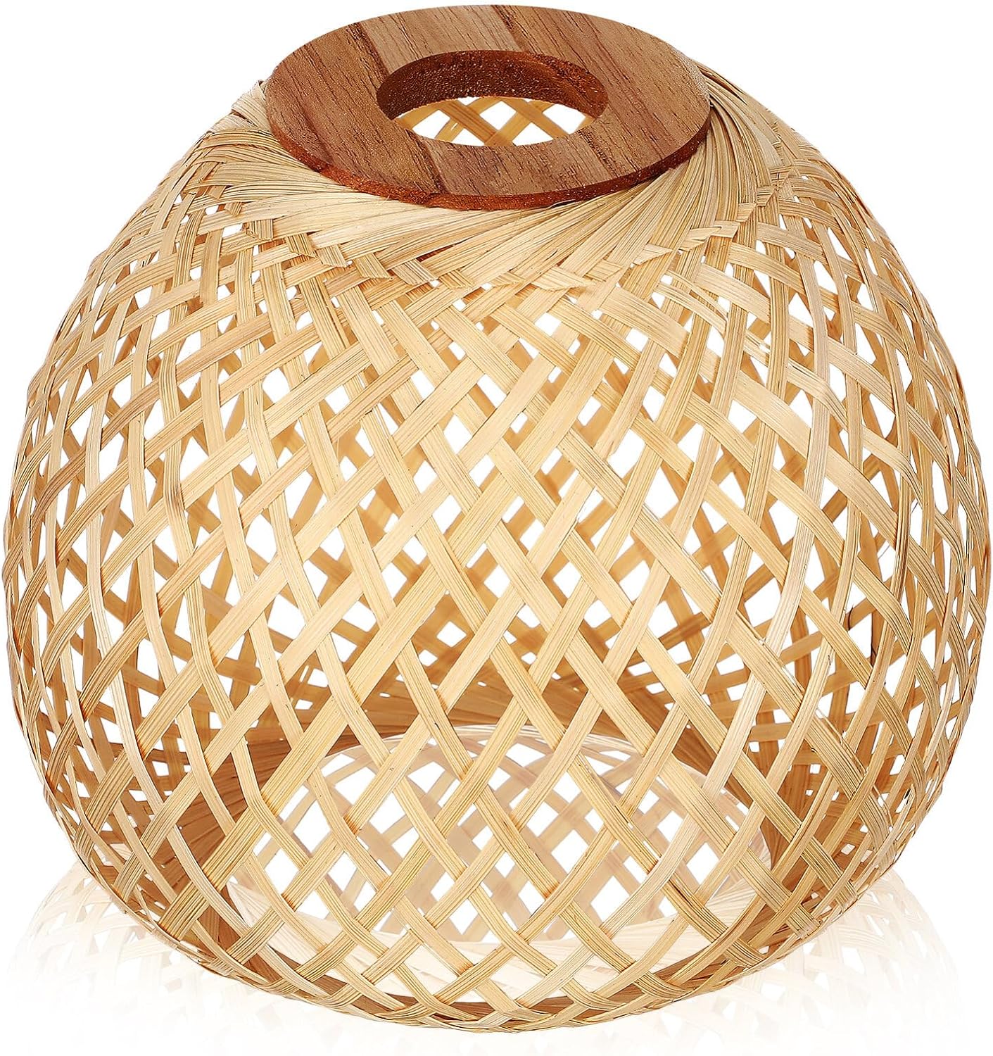 Bamboo Woven Lampshade Handmade Rattan Ceiling Pendant Light Cover Soft Lighting for Living Room Dining Bedroom Decoration