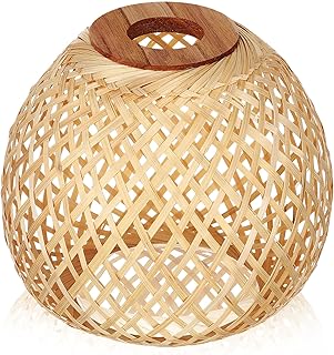 Bamboo Woven Lampshade Handmade Rattan Ceiling Pendant Light Cover Soft ...