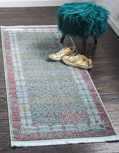 Unique Loom Baracoa Collection - Alfombra tradicional vintage con borde de tonos brillantes, alfombra de pasillo de 2 pies 2 pulgadas x 6 pies 0