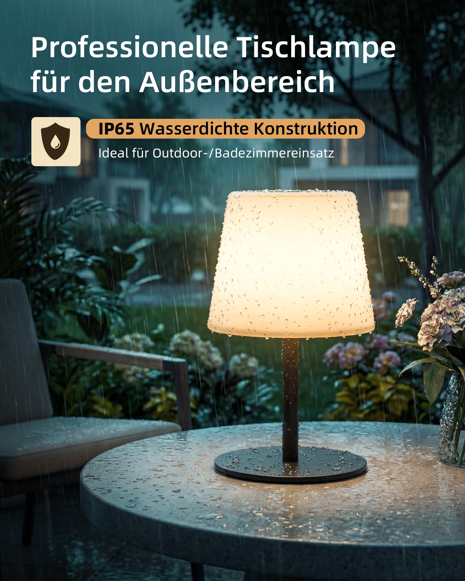 EZVALO Lampe de Chevet Sans Fil Tactile, Lampe de Table LED Rechargeable USB-C, Batterie 4500 mAh, Luminosité Réglable, 3 Couleurs, Lampe Portable pour Chambre, Salon, Extérieur (Noir, 1 Pièce)