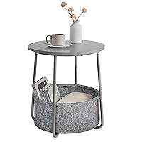 VASAGLE Tavolino, Tavolino Rotondo con Cestino in Tessuto