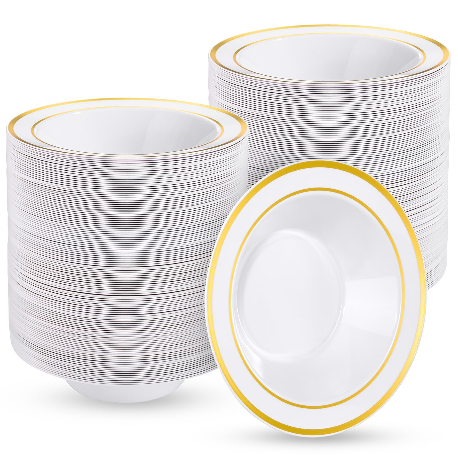 Goodluck Gold Rim Plastic Bowls - 25 Pack -14 Goodluck Gold Rim Plastic Bowls - 25 Pack -14