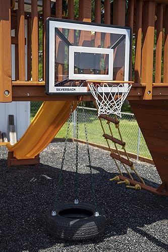 Miniatura 11 de Silverback Aro de baloncesto Junior Youth de 33 pulgadas con tecnología de montaje Lock 'n Rock para postes redondos y verticales, negro (B8410W)