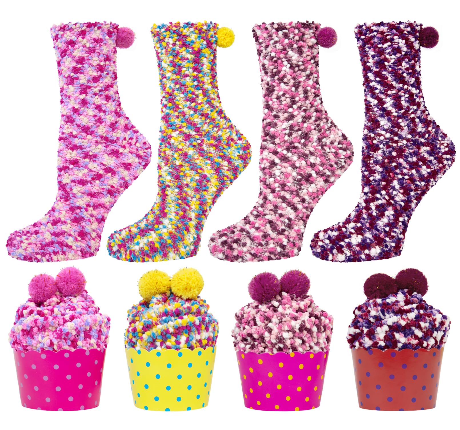 Kotashion Donna Inverno Calze Calzini Regalo Natalizi Ragazza Cupcake Calzini Termici Divertenti AccessoriRegali di compleanno di San Valentino e Festa della Mamma in vari colori Calze