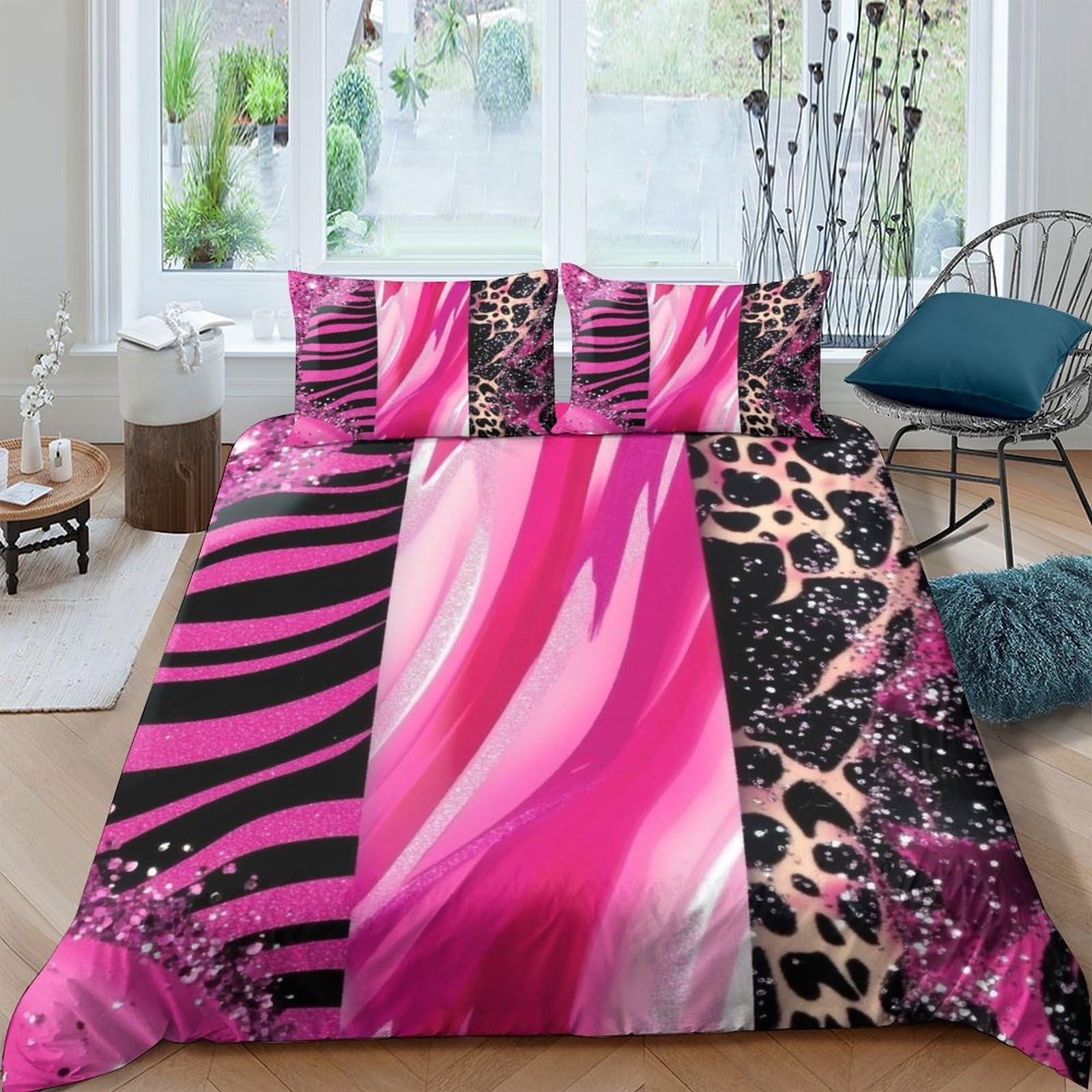 Ctjqhvkz Style-4 3D Printed Pink Zebra Stripe Fitted Sheet Microfiber Soft Leopard Mattress Cover For Bedroom Dorm Decor Protection Single（135X200cm）