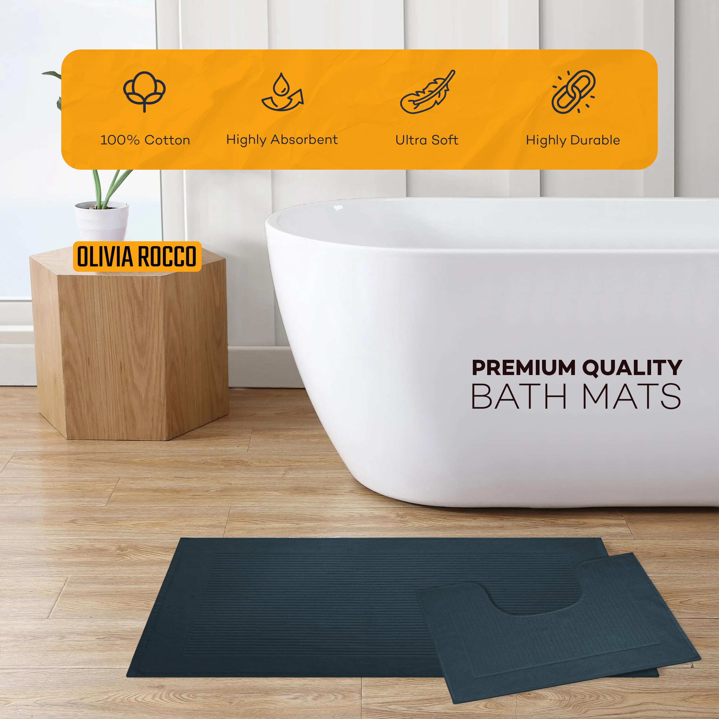 Olivia Rocco Monaco 2 Piece Bath Mat & Pedestal Set - Image 2