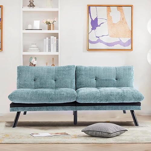 Sofá cama tipo futón plegable convertible, moderno futón con respaldo ajustable, sofá biplaza para sala de estar, espacio pequeño, oficina,