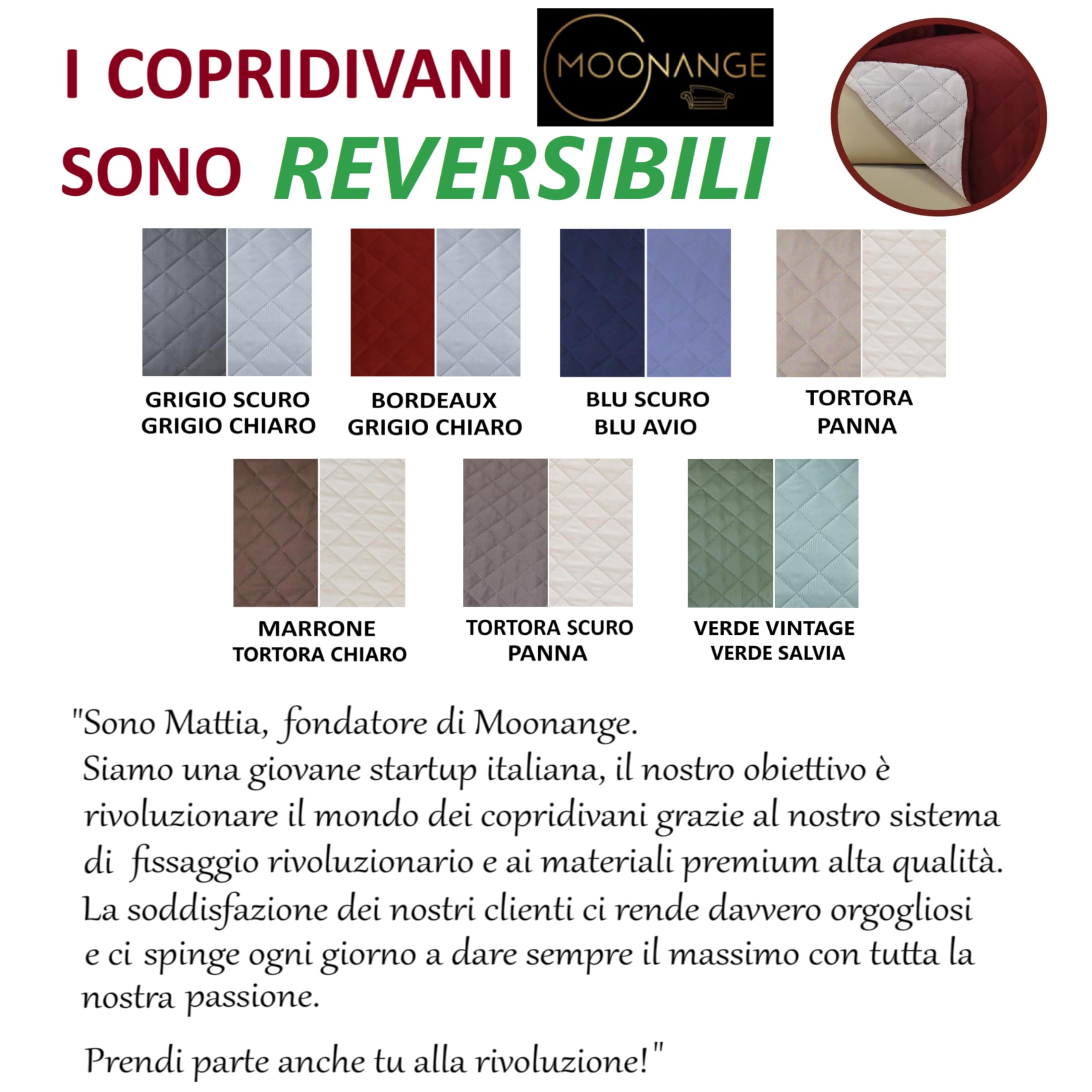 Moonange Copridivano 3 Posti con Braccioli Seduta 165 cm Impermeabile Reversibile Antiscivolo Antimacchia Antigraffio Antipelo Moderno Tortora