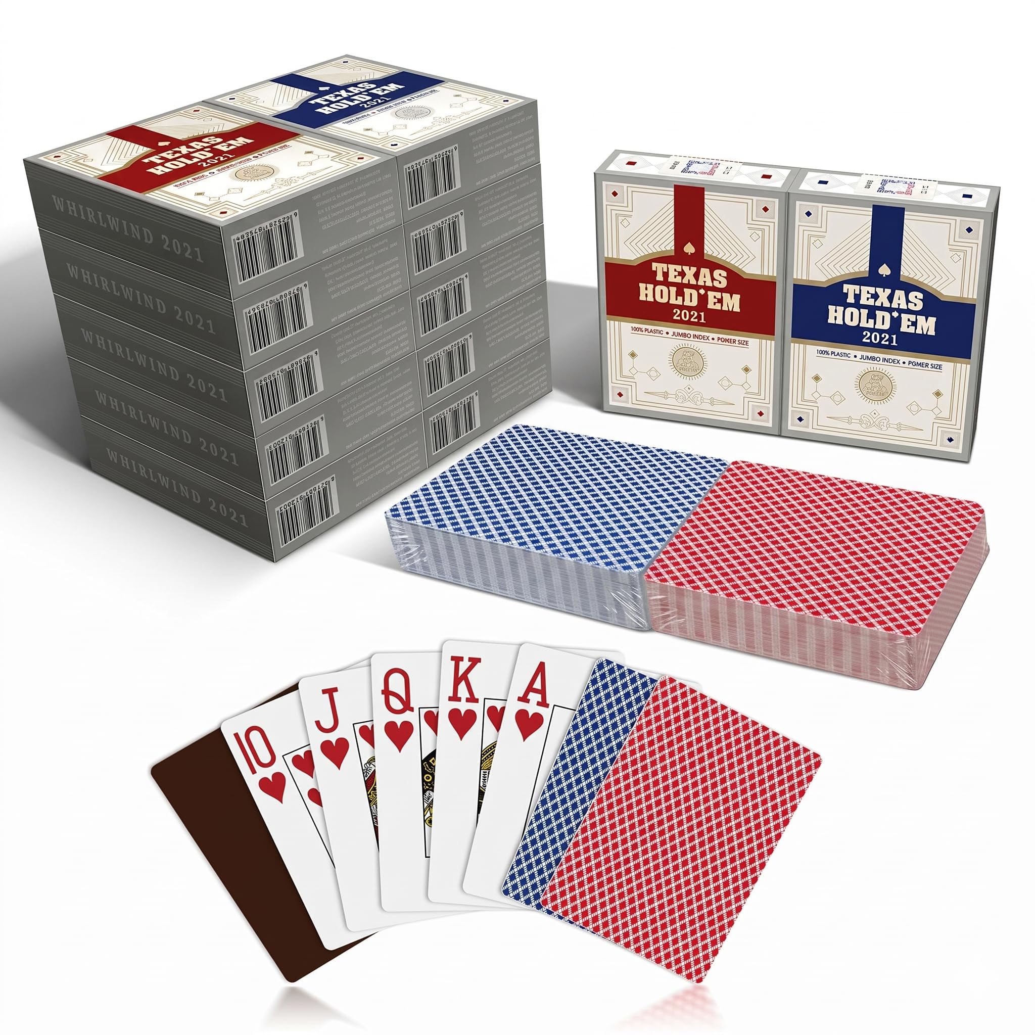 12-Pack Casino Carte da gioco di plastica Jumbo Texas Hold'em Bulk Poker Set