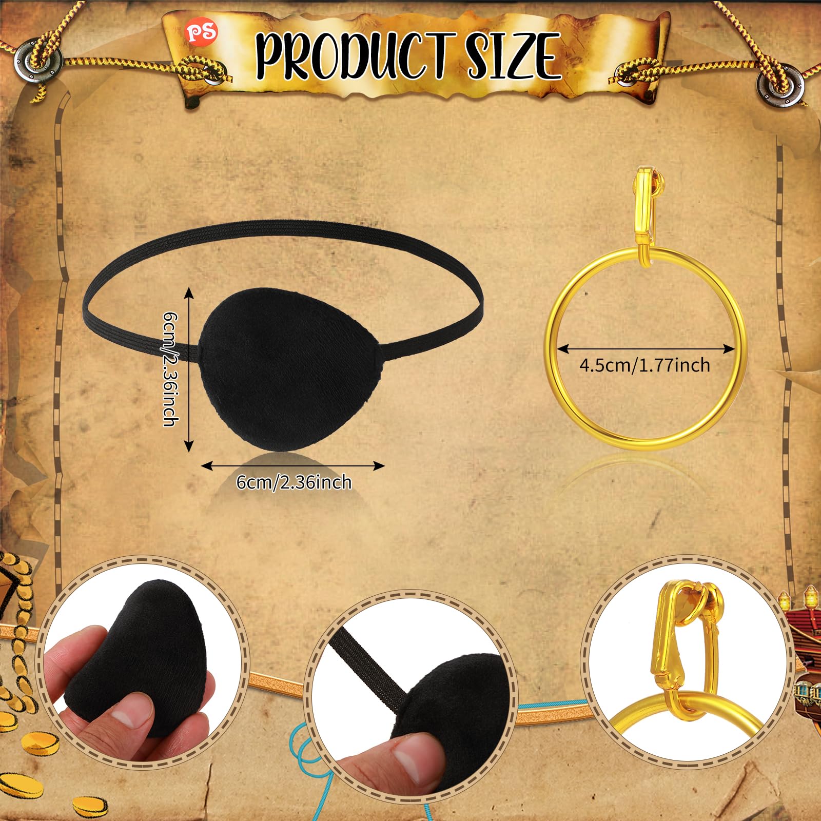 Boyiee Ensemble de costume de pirate 5 pièces pour homme - Style médiéval et Renaissance - Avec bandana, bandana, ceinture