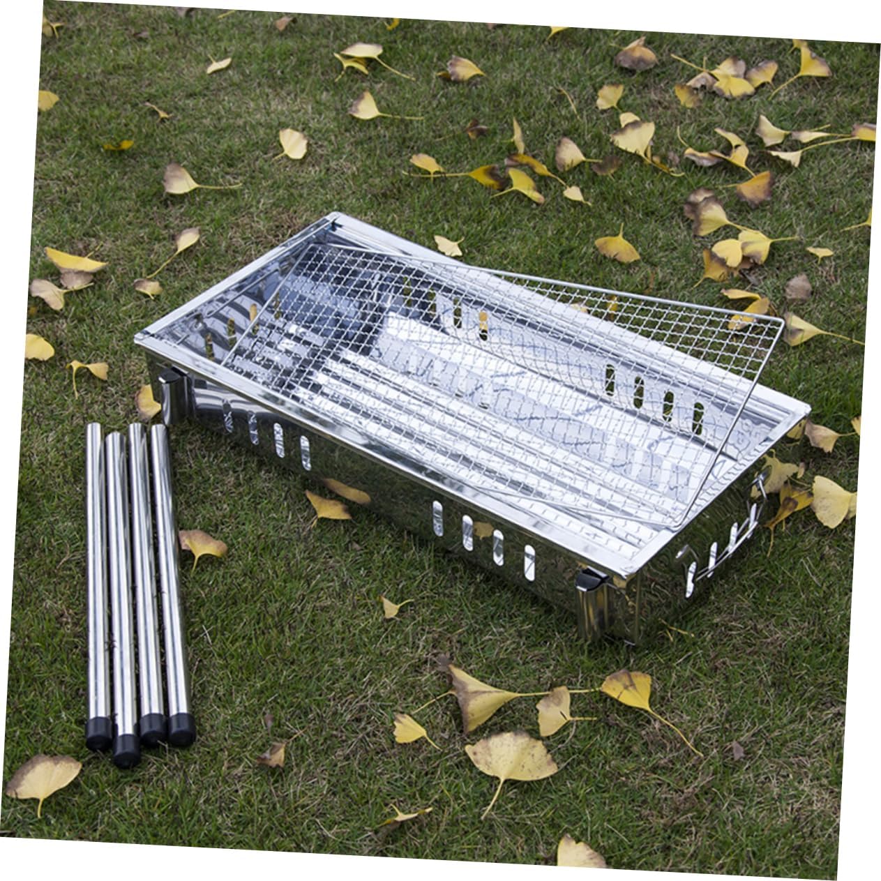 Portable Charcoal Grill for Outdoor Camping Medium-sized Stainless Steel BBQ Cooking Rack Charcoal Tray for Picnics Tailgating and Backyard Gatherings