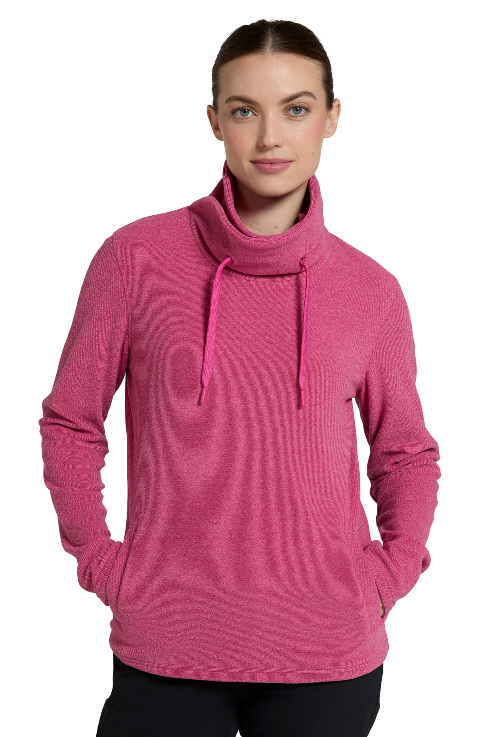 Mountain Warehouse Women's Dark Pink Hebridean Cowl Neck Fleece Antipill Sweater Top In | Size: 6