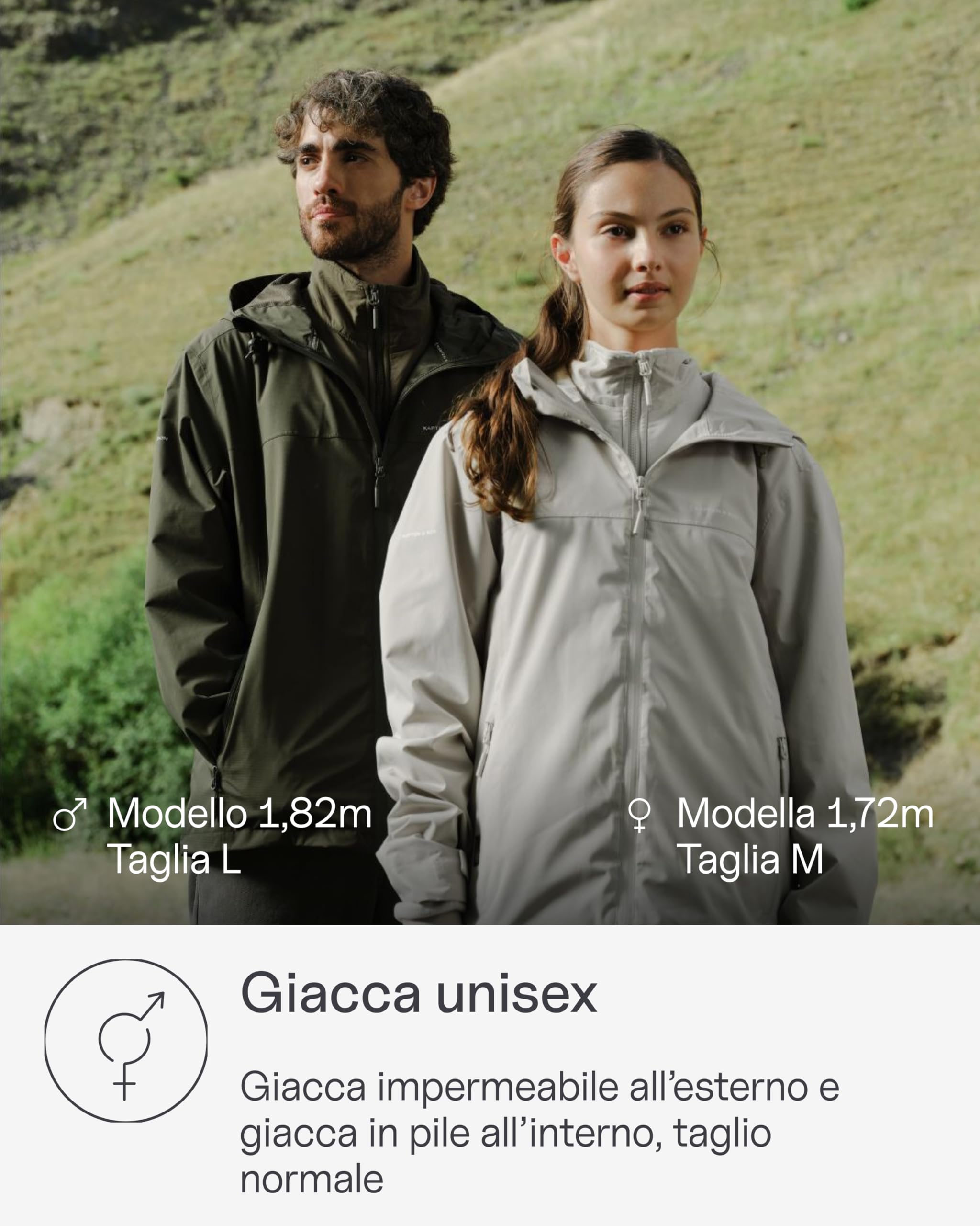 Kapten & Son Everyday 3in1 Giacca antipioggia Uomo e Donna | Giacca softshell con giacca in pile rimovibile | Giacca impermeabile con colonna d'acqua di 10.000 mm, traspirante, antivento