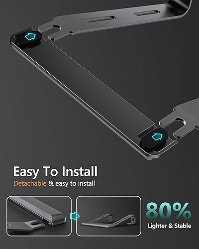 Miniatura 6 de Soporte de aluminio para laptop, soporte para portátil con reposamuñecas, soporte ergonómico desmontable para laptop, soporte de computadora