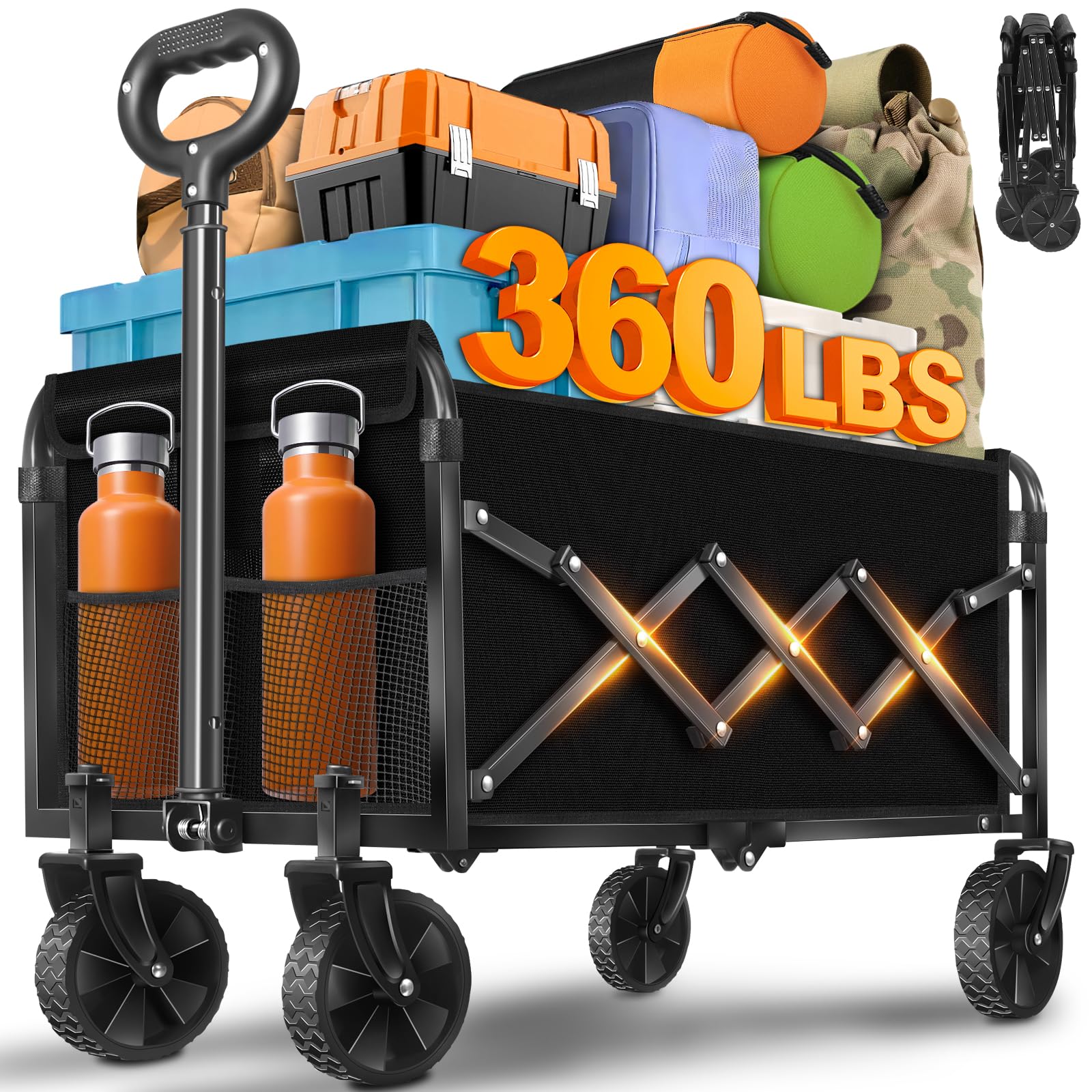Wagons Carts Foldable, Lightweight Folding Wagon, 360lbs Utility Cart Global Recycled Standard Global Recycled Standard Global Recycled Standard