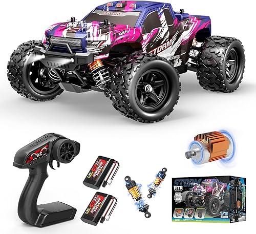 Auto de control remoto rosa para niñas, autos a control remoto rápidos para niñas, camión monstruo a escala 118 con 40+ KMH Speed 4WD Off-Road RC