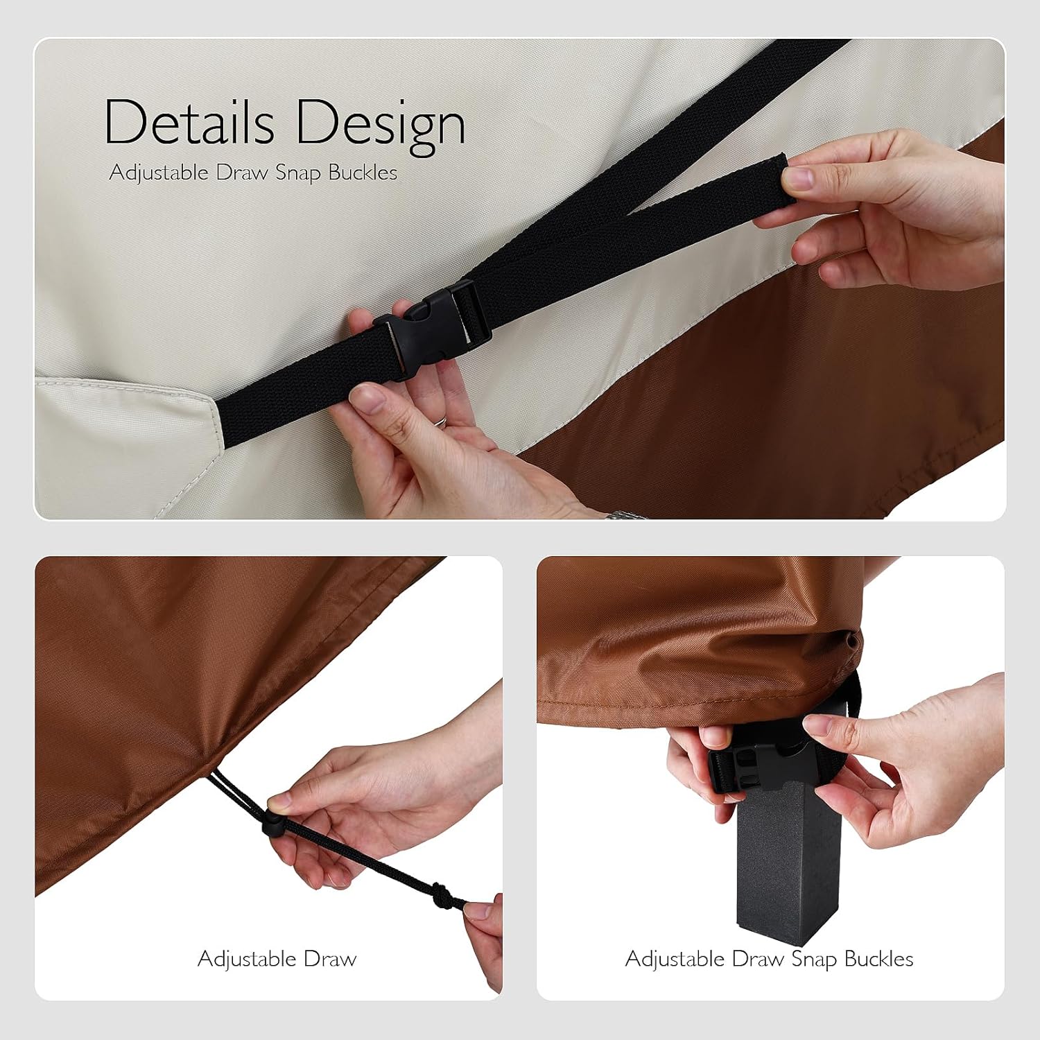 Waterproof Outdoor Lounge Chair Covers Patio Chaise Lounge Cover Heavy-Duty Pool Lounge Chair Covers for Outdoor Furniture (Beige-Brown, 76''x32''x32''-2pcs)