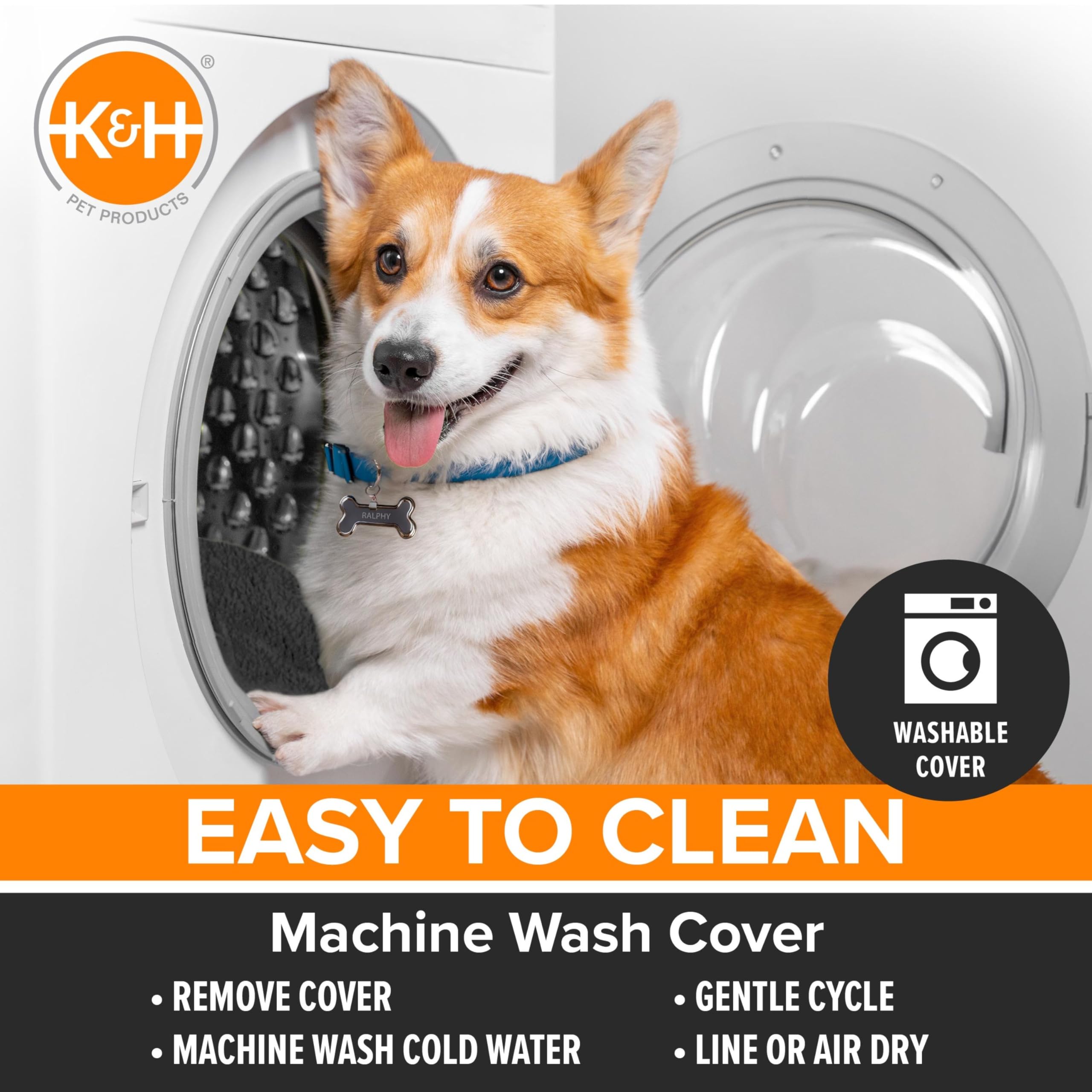 K&H PET PRODUCTS - Cama ortopédica para Perros con calefacción para Exteriores, Color Gris Suave, tamaño Mediano de 19 x 24 Pulgadas