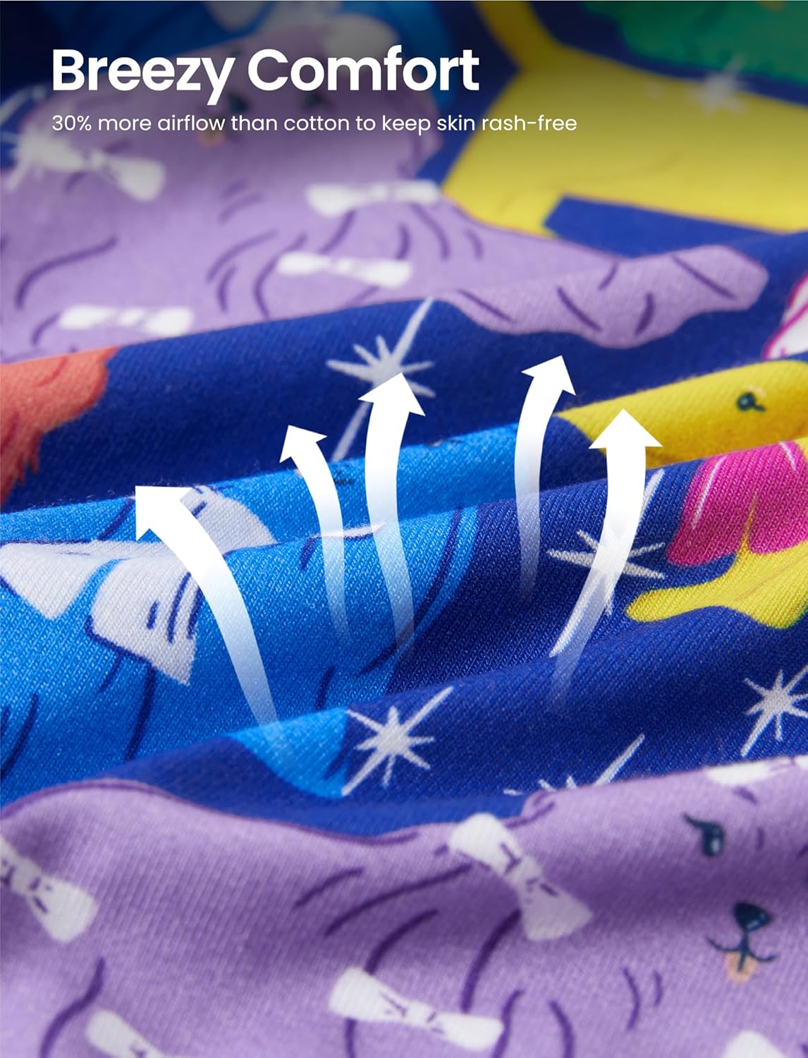 PATPAT Bamboo Viscose Pajamas Sets for Boys Girls Kids Toddler, 3 Pack Shorts & Pants Sleepers, Ultra-soft Snug Fit Pjs 2-12Y - Image 5