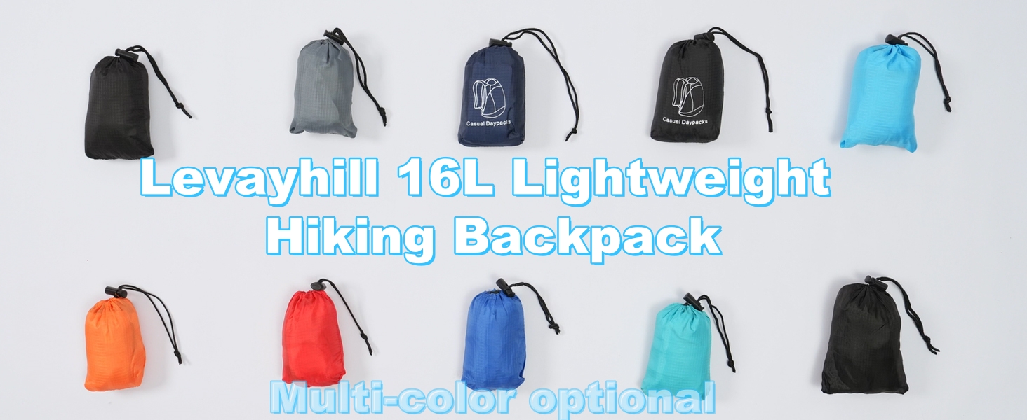 levayhill 16L Foldable Hiking Backpack,Small Packable Daypack,Lake Blue