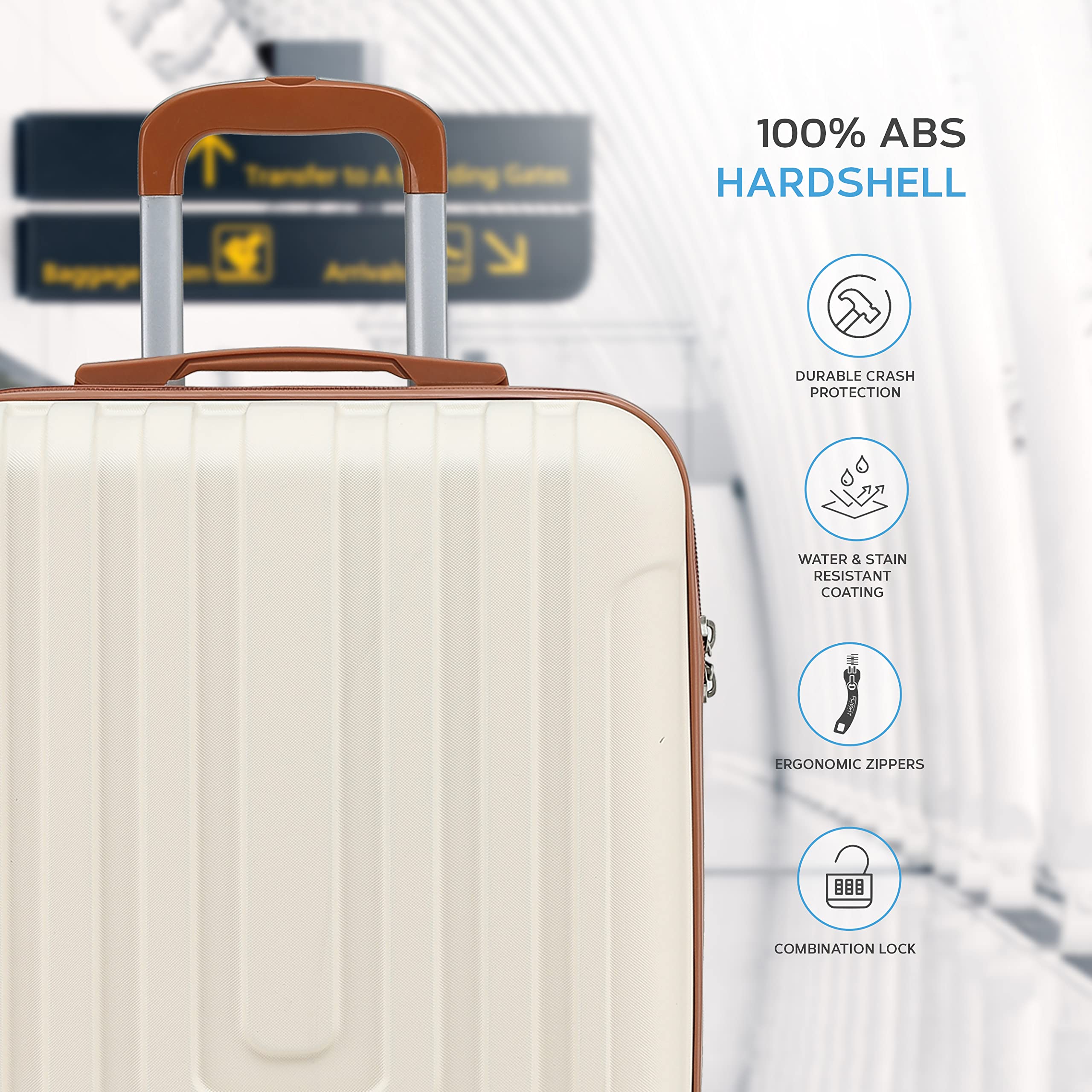 Flight Knight Premium Set of 2 Lightweight Cabin Suitcase - 8 Spinner Wheels - Built-in TSA Lock & USB Port - Luggage Approved for Over 100 Airlines Including Ryanair Priority - 55x40x20cm