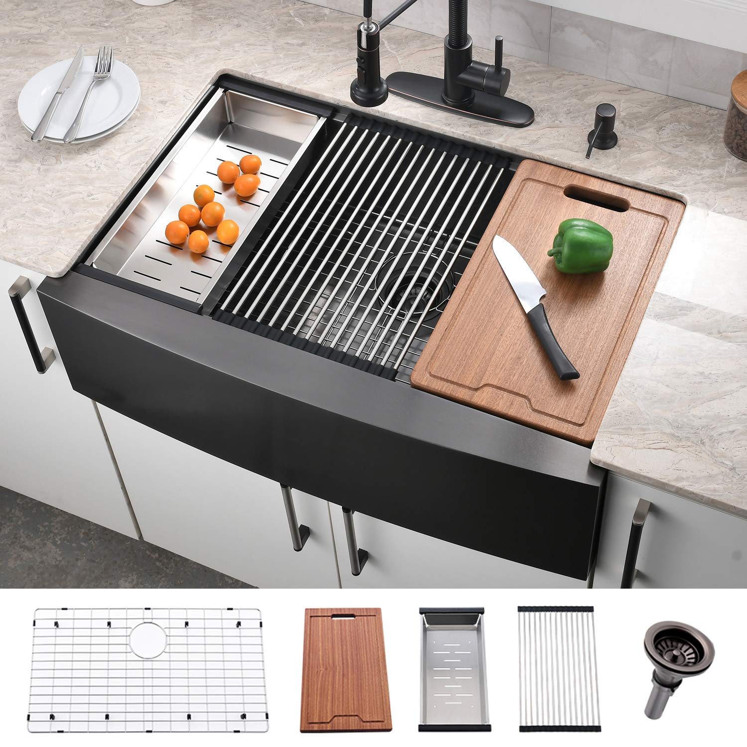 Buy Farmhouse Sink Workstation Apron Front Kitchen Sink Online at