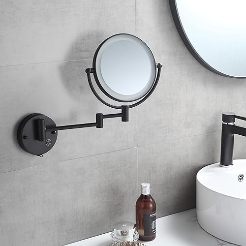 Miniatura 8 de Espejo de maquillaje de 8 pulgadas con luces y aumento, espejo de aumento 1X10X con luz, rotación de 360 de doble cara, espejo de tocador de