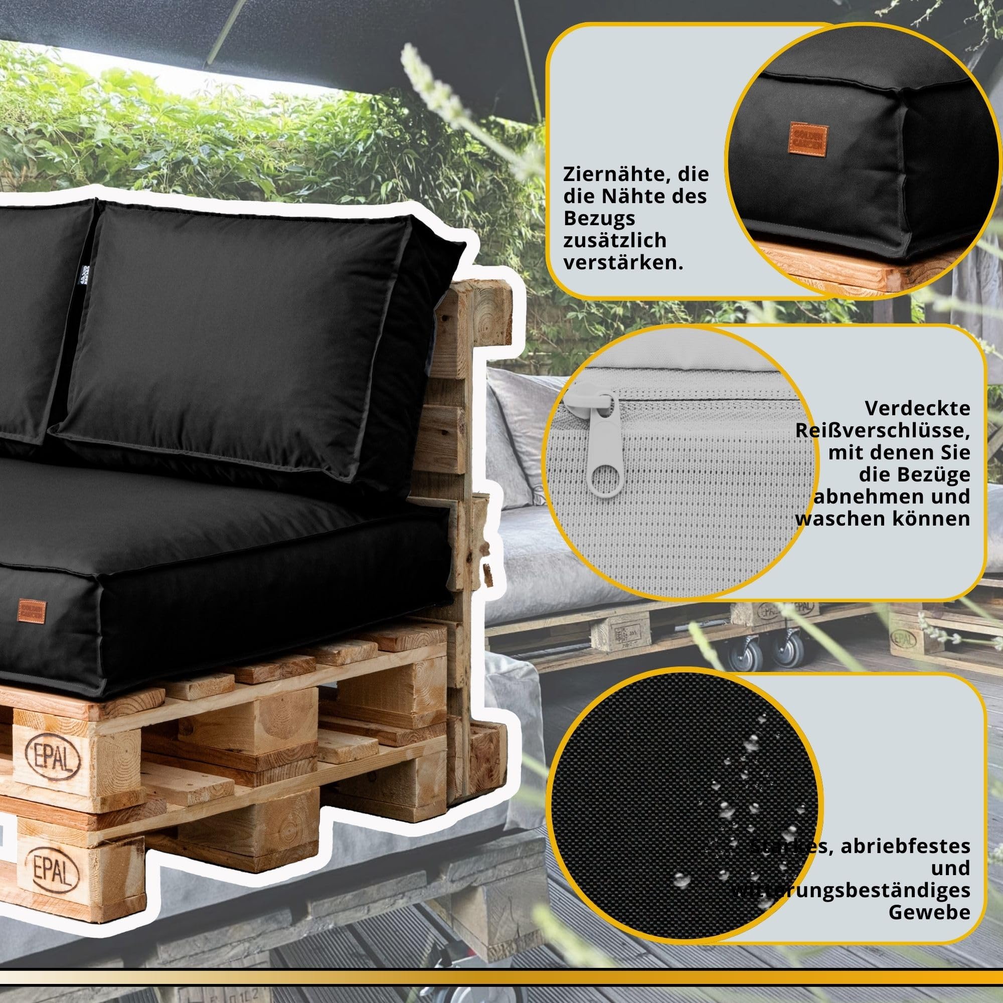 Loungekussen pallet 120x80cm carré - Panama golden glow