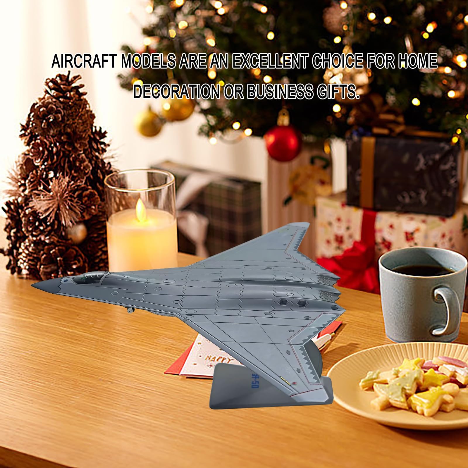 Modello aereo militare J-50 sesta generazione Stealth Fighter in scala 1:144 - Espositore collezione preassemblato con parti mobili, regalo for gli appassionati aviazione Collezionisti modelli