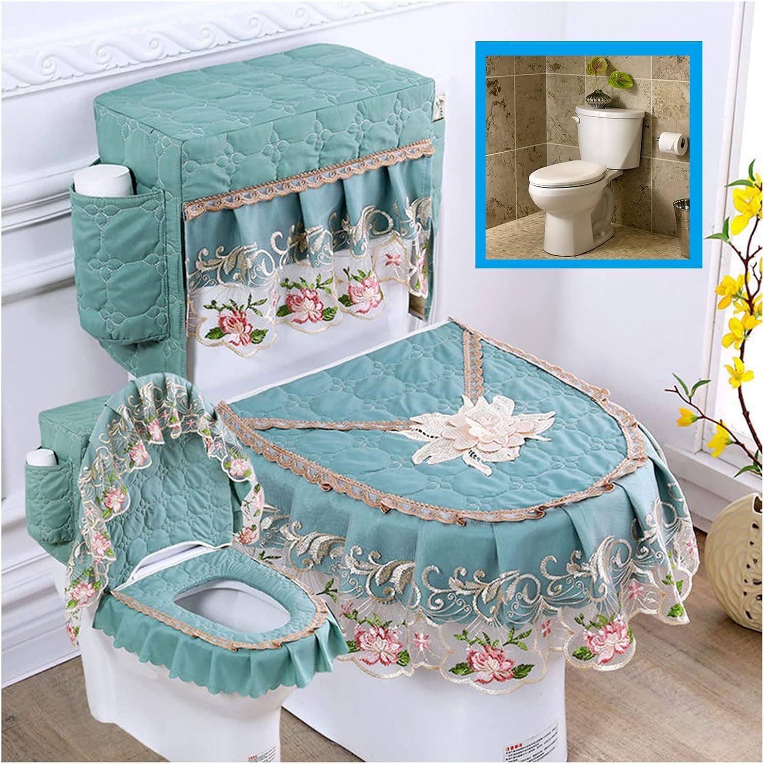 Amazon｜Auyyhui ソフトレーストイレの蓋タンクシートトップカバー3