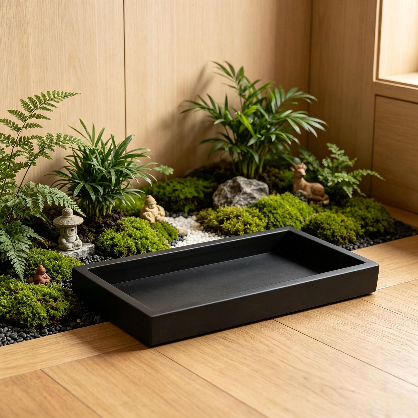 Bandeja para Plantas Rectangular de Hierro Negro, 15x6, 7x1, 6 Pulgadas