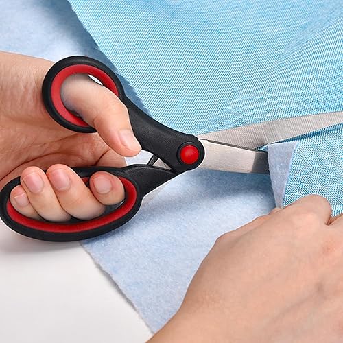 Miniatura 3 de Tijeras para zurdos de 8 pulgadas, hoja afilada de acero inoxidable, mango esmerilado, tijeras zurdas gruesas ideales para manualidades, oficina,