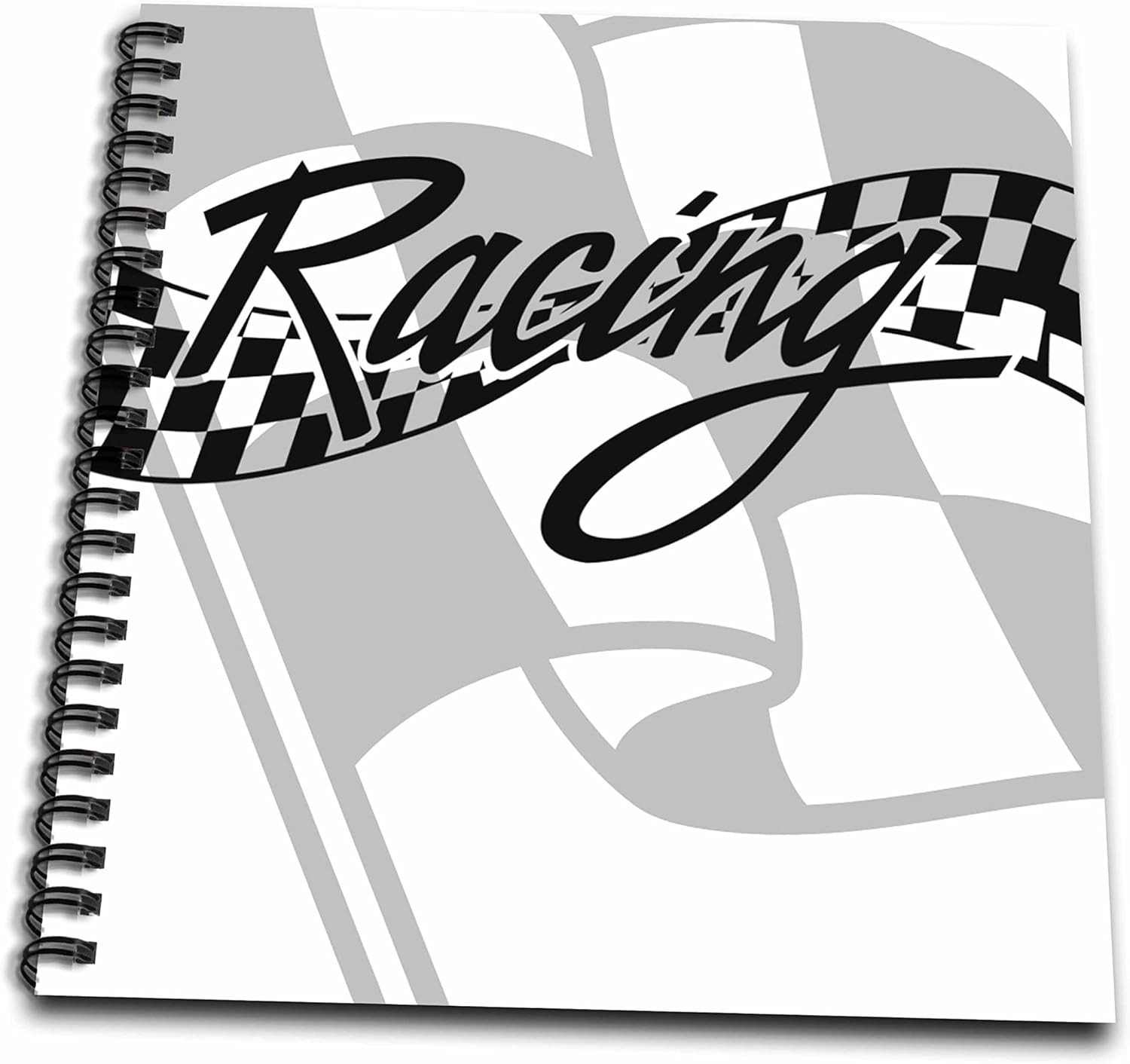 3dRose Racing Black and White Checkered Flag-Memory Book, 12 by 12" (db_99325_2)