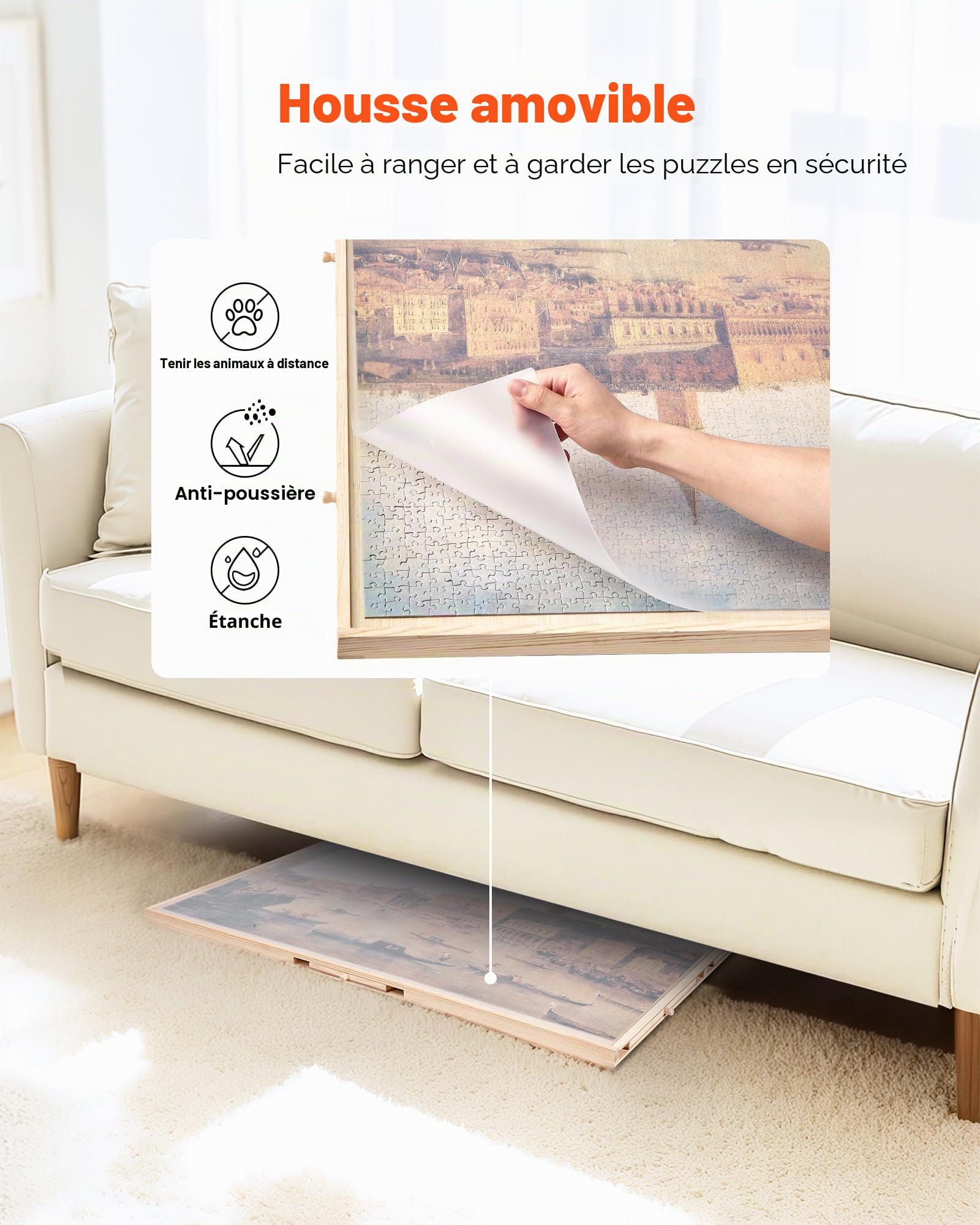 VEVOR Planche de Puzzle 2000 Pièces, Table de Puzzle en Bois 1020x745 mm, Plateau Casse-Tête Rotatif à 360° et Portable, avec 5 Tiroirs et Couverture Utile, Accessoire pour Amateurs de Casse-tête