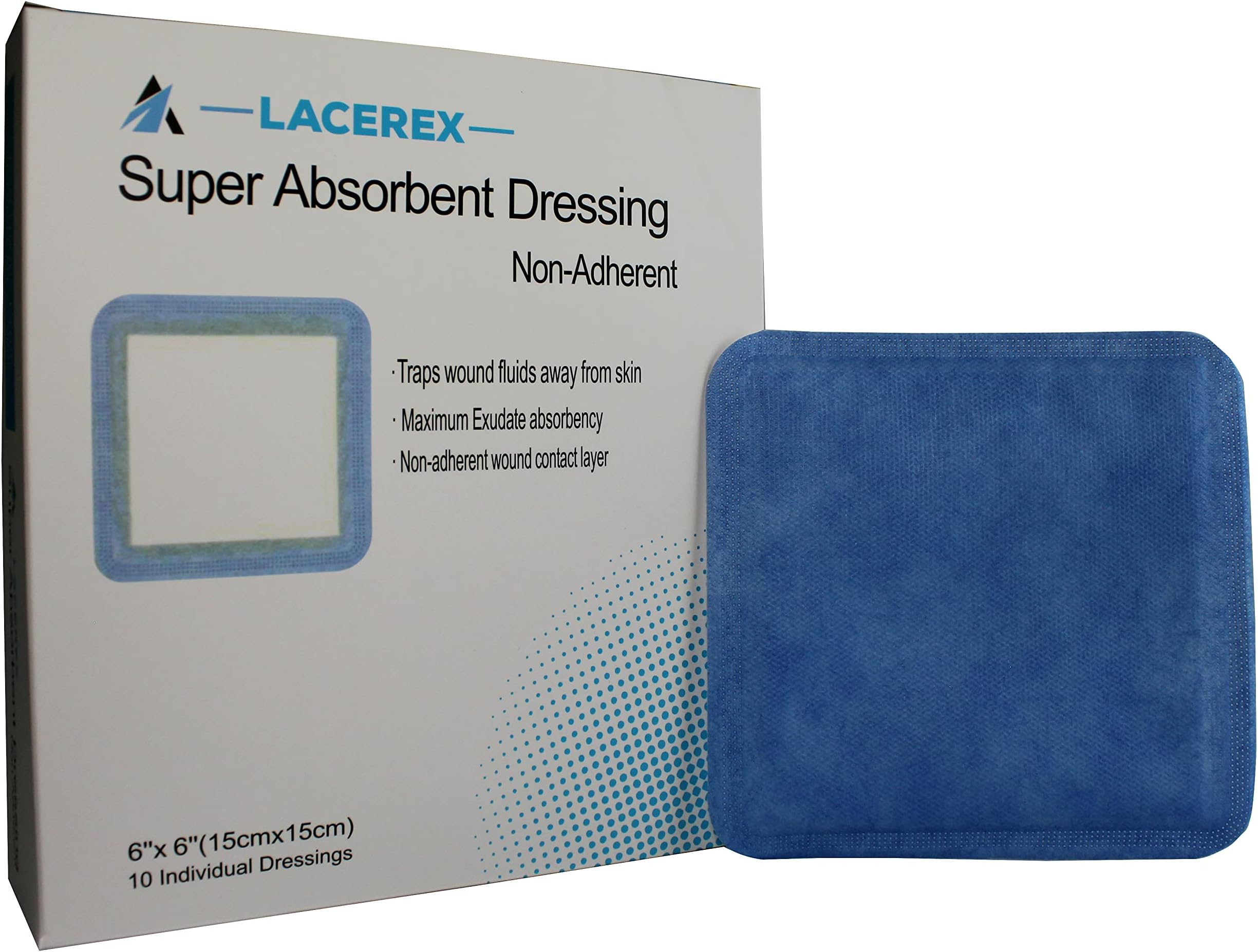 AWD Super Absorbent Wound Dressing Pad, Non Adhesive Dressing for Pressure Ulcers, 1st and 2nd Degree Burns, Gentle on The Skin, Absorbs 20 Times Its Weight, (10/Bx)