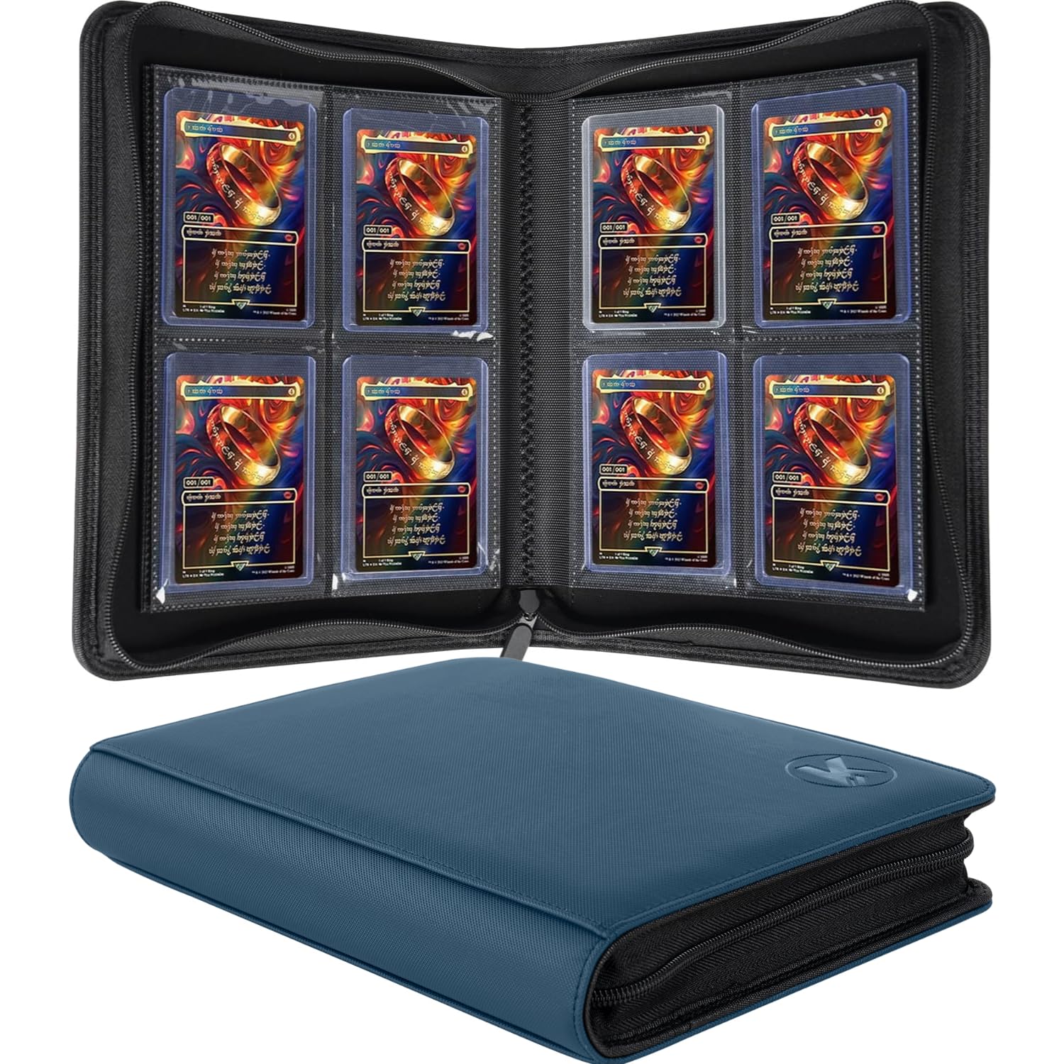 Top loader Binder, Holds 128+ Toploaders（Navy Blue）
