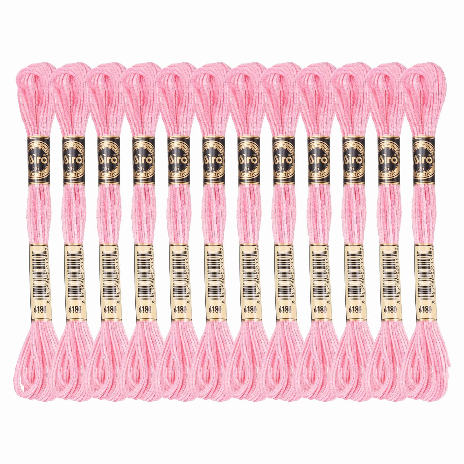 PATIKIL 12 Skeins Embroidery Floss, Polyester Embroidery Threads Bracelets String for Cross-Stitch Hand Embroidery, Light Pink