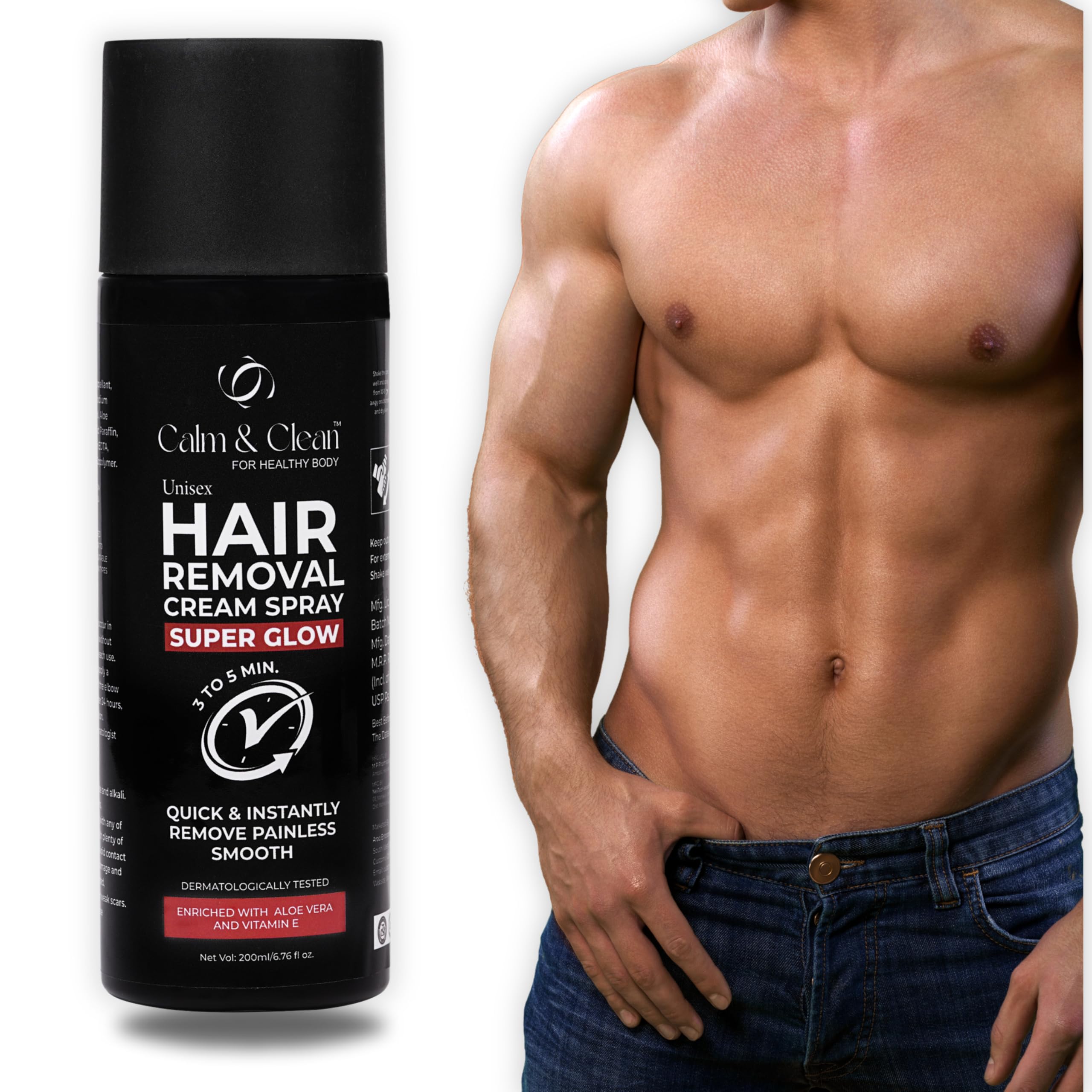 CALM & CLEAN Hair Removal Cream Spray - 200ml | Non Toxic | Painless Body Hair Removal Spray For Chest, Legs & Under Arms | Hair Removal Cream for Women & Men | Enriched With Aloe Vera & Vitamin E |Pack of 1 (B0D8TF7B3B) Amazon Price History, Amazon Price Tracker