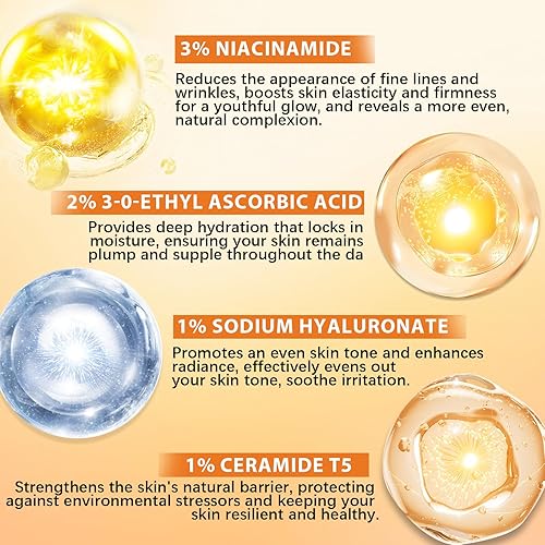 Miniatura 3 de DEBAIY Suero facial de vitamina C con niacinamida ceramida T5 multiefecto antienvejecimiento antiarrugas (4.06 fl.oz4.1 fl oz)