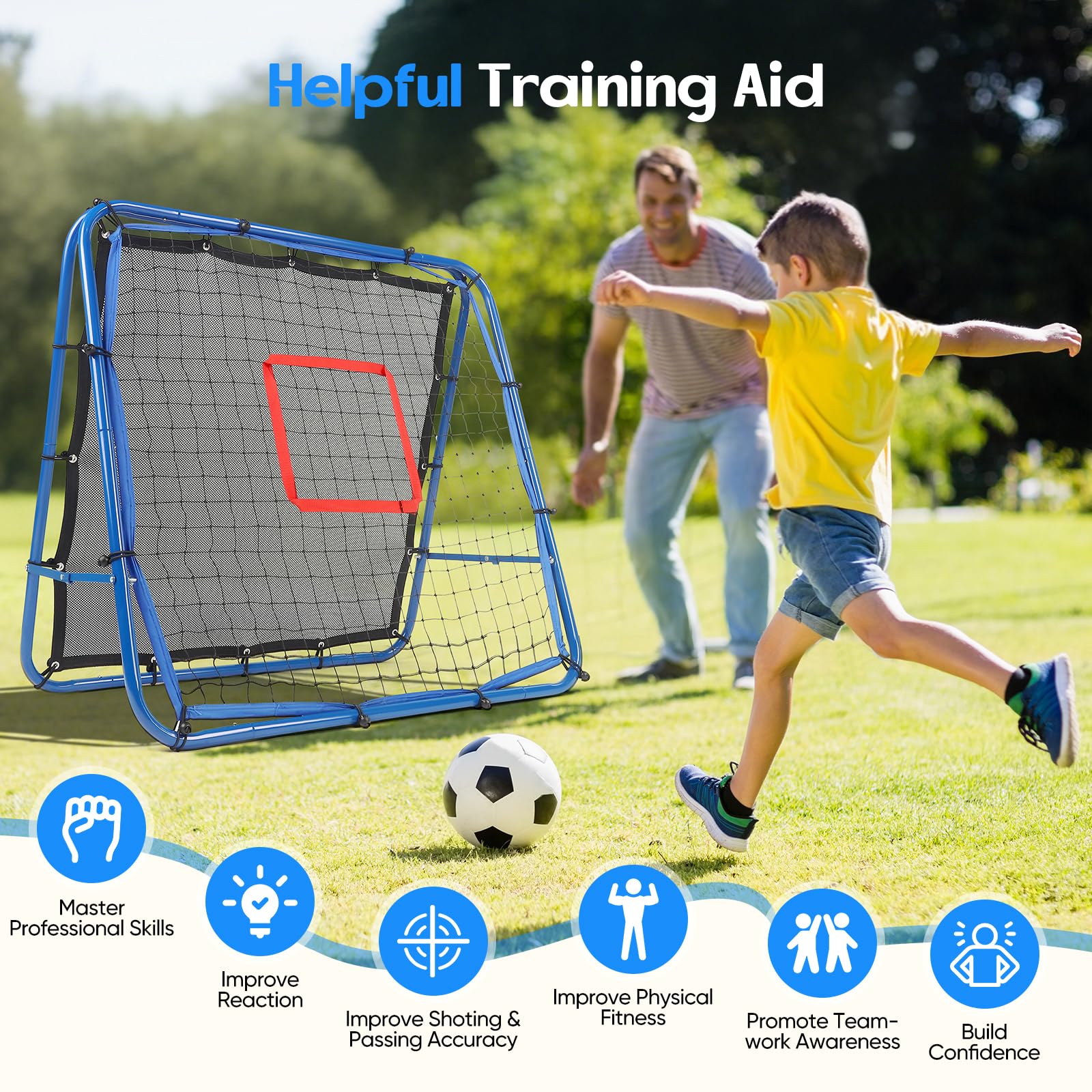 Reboteador Football Porterías de Fútbol para Jardín 100x100cm Exterior Kit Entrenamiento