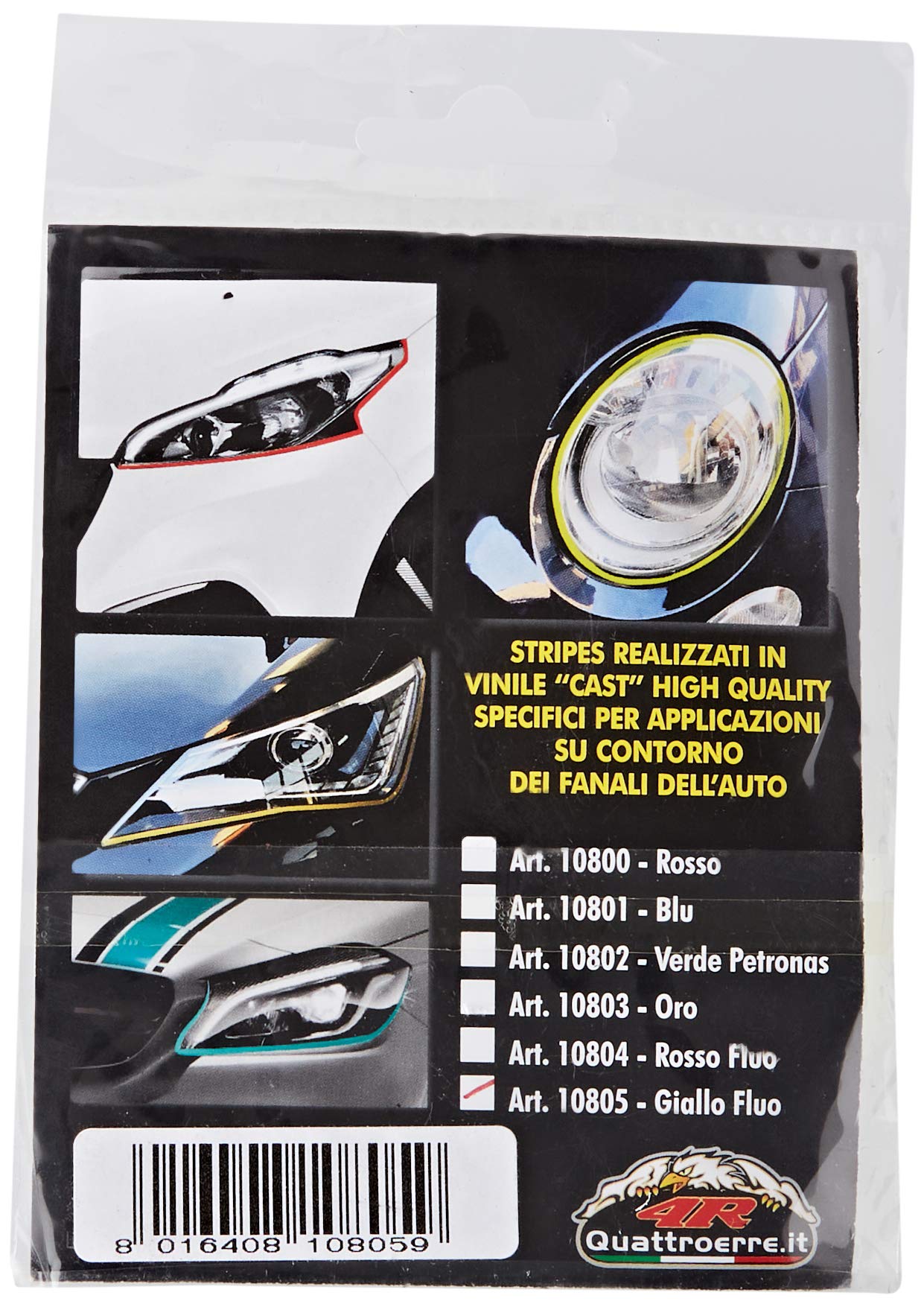 Quattroerre 7mm x 3m Neon Yellow Car Headlight Eyeliner Sticky Net